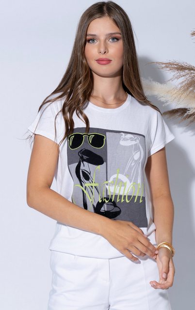 Passioni Print-Shirt Weißes T-Shirt mit Fashion Print auf der Vorderseite R günstig online kaufen