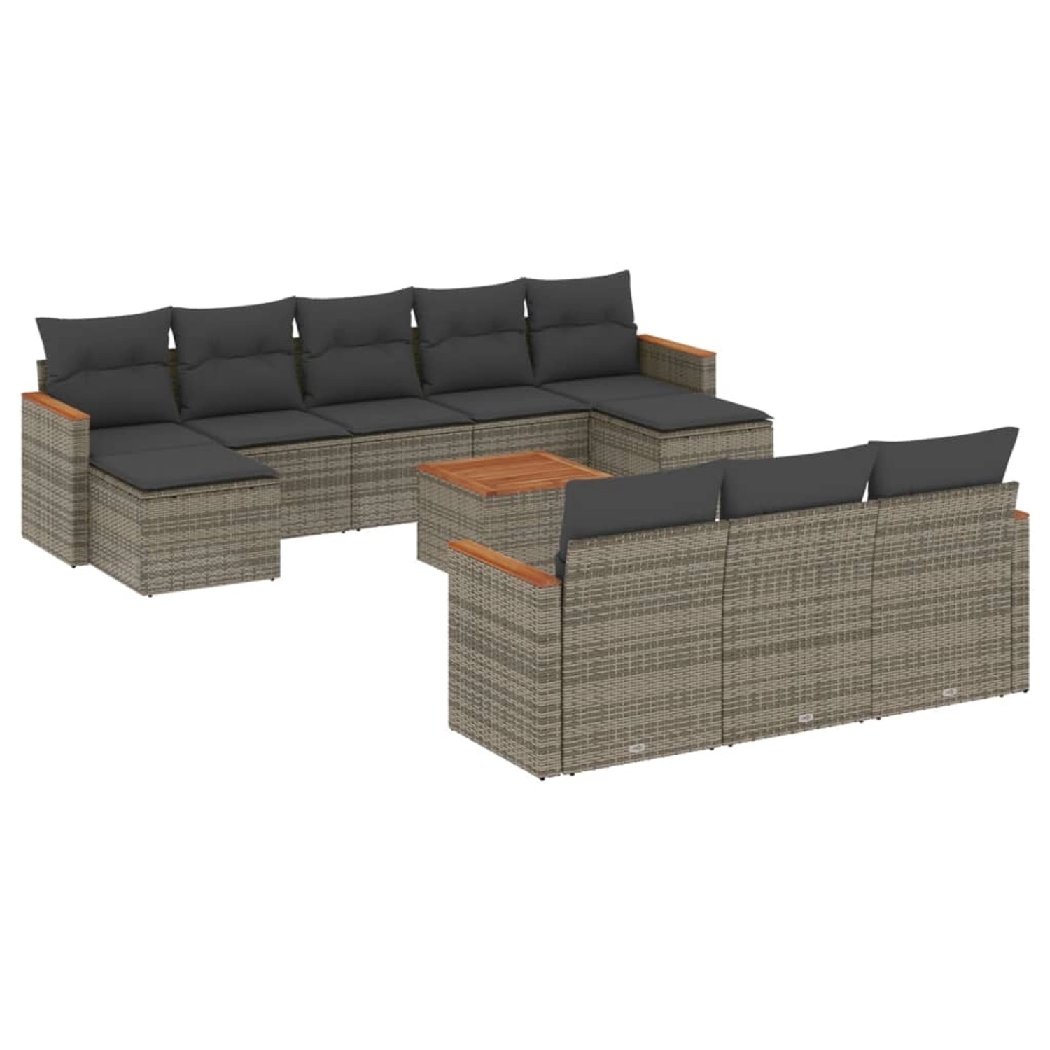 vidaXL 11-Tlg Garten-Sofagarnitur mit Kissen Grau Poly Rattan 3258826 günstig online kaufen
