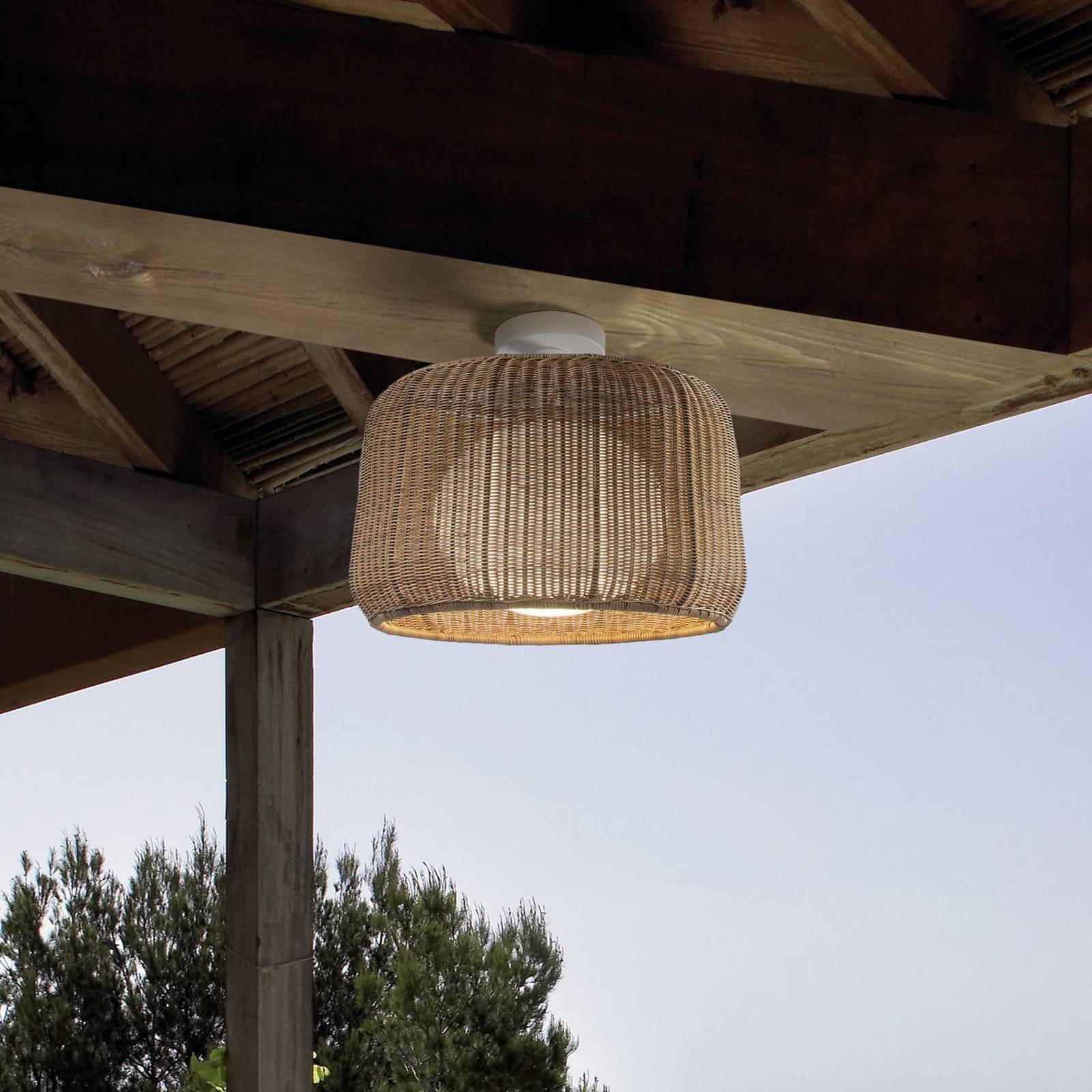 Bover Außen-Deckenlampe Fora, naturweiß/beige, Ø 50 cm günstig online kaufen