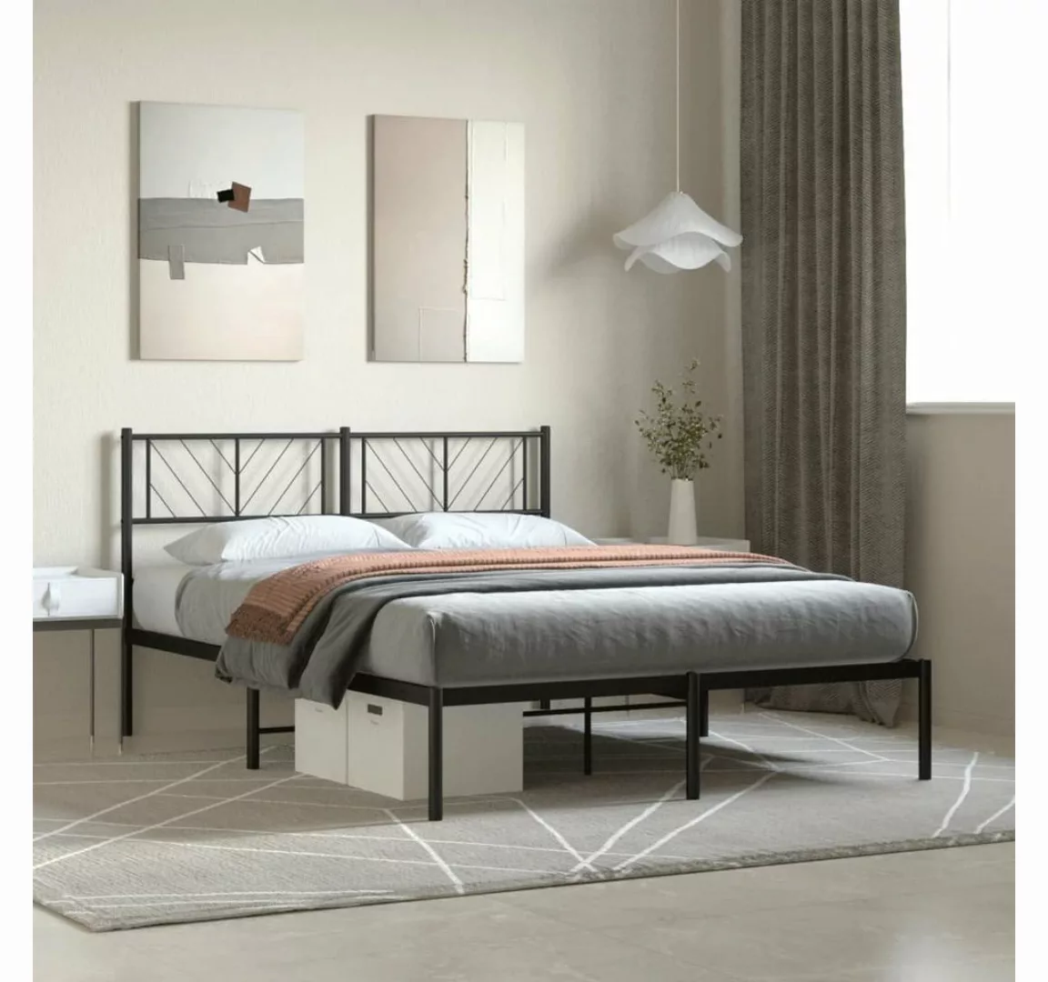 furnicato Bett Bettgestell mit Kopfteil Metall Schwarz 160x200 cm günstig online kaufen