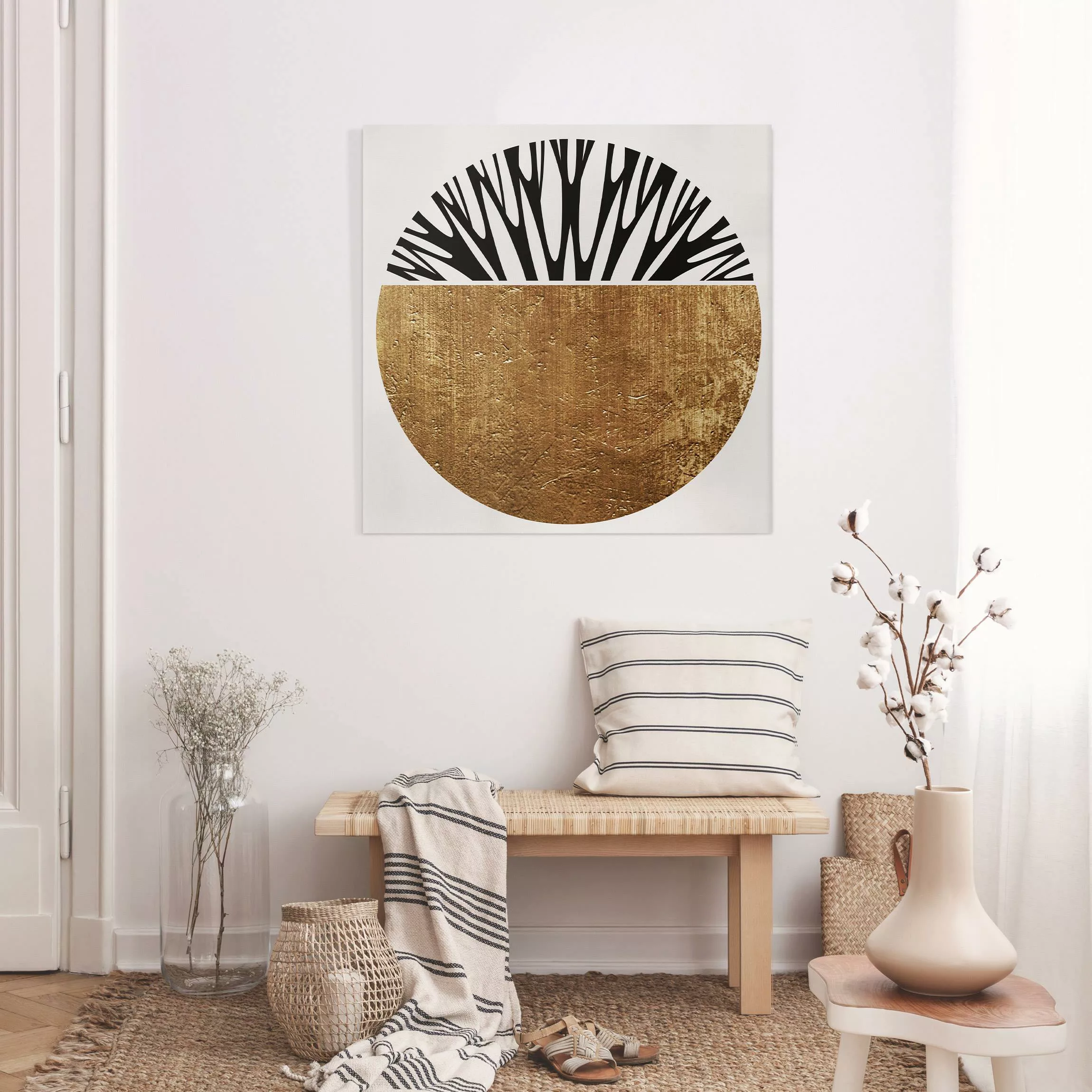 Leinwandbild Abstrakte Formen - Goldener Kreis günstig online kaufen