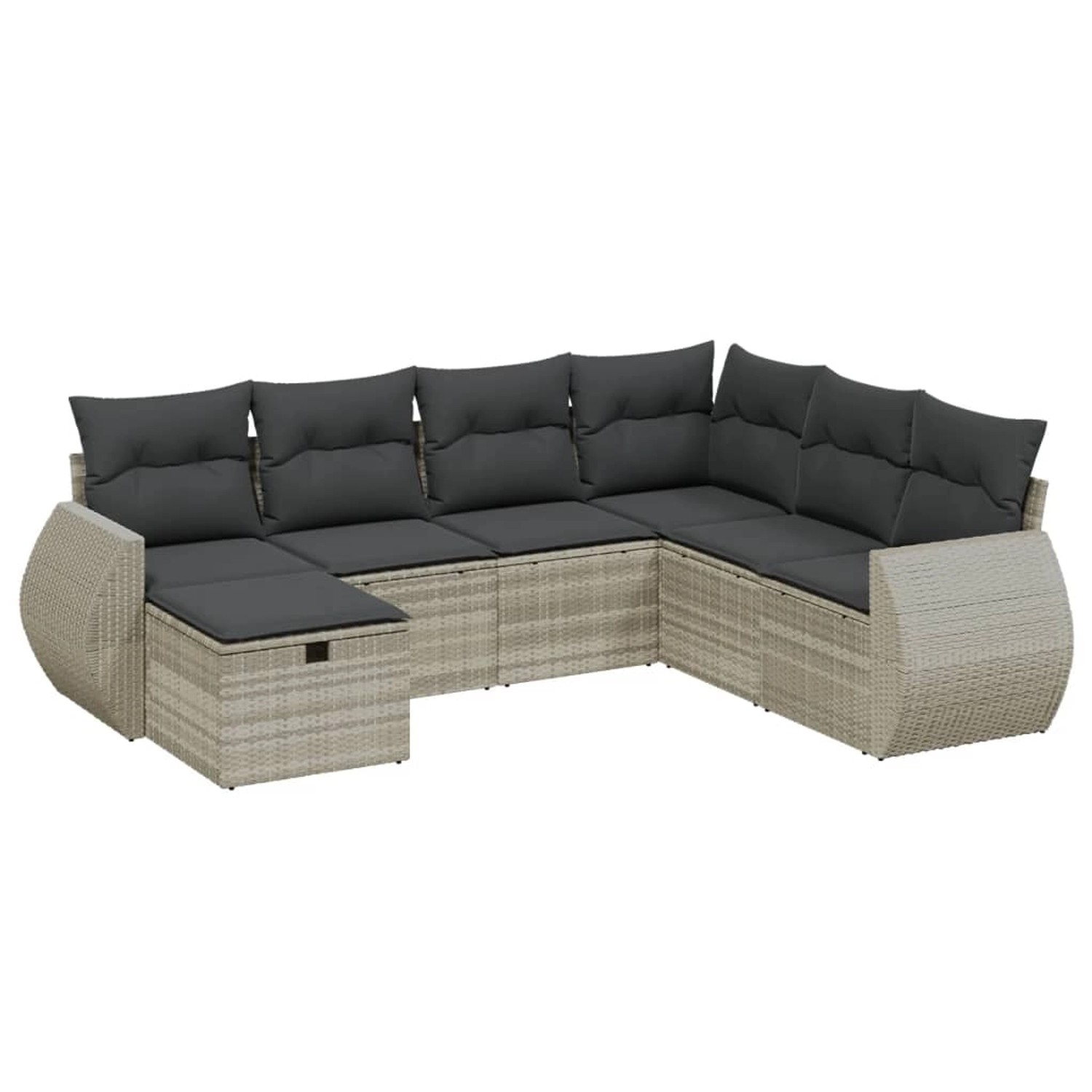 vidaXL 7-Tlg Garten-Sofagarnitur mit Kissen Hellgrau Poly Rattan 3264148 günstig online kaufen