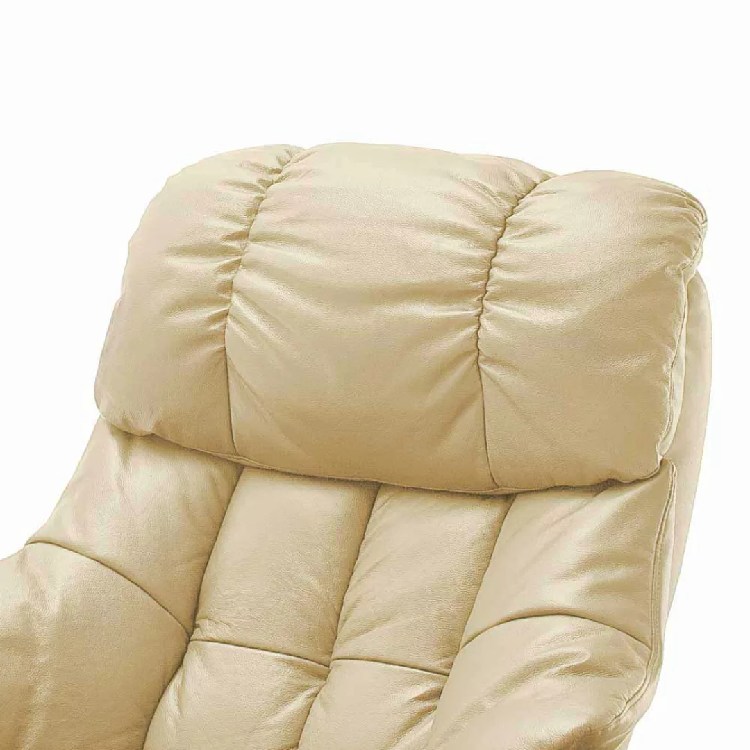 Relaxsessel in Creme Weiß Leder mit Hocker (zweiteilig) günstig online kaufen