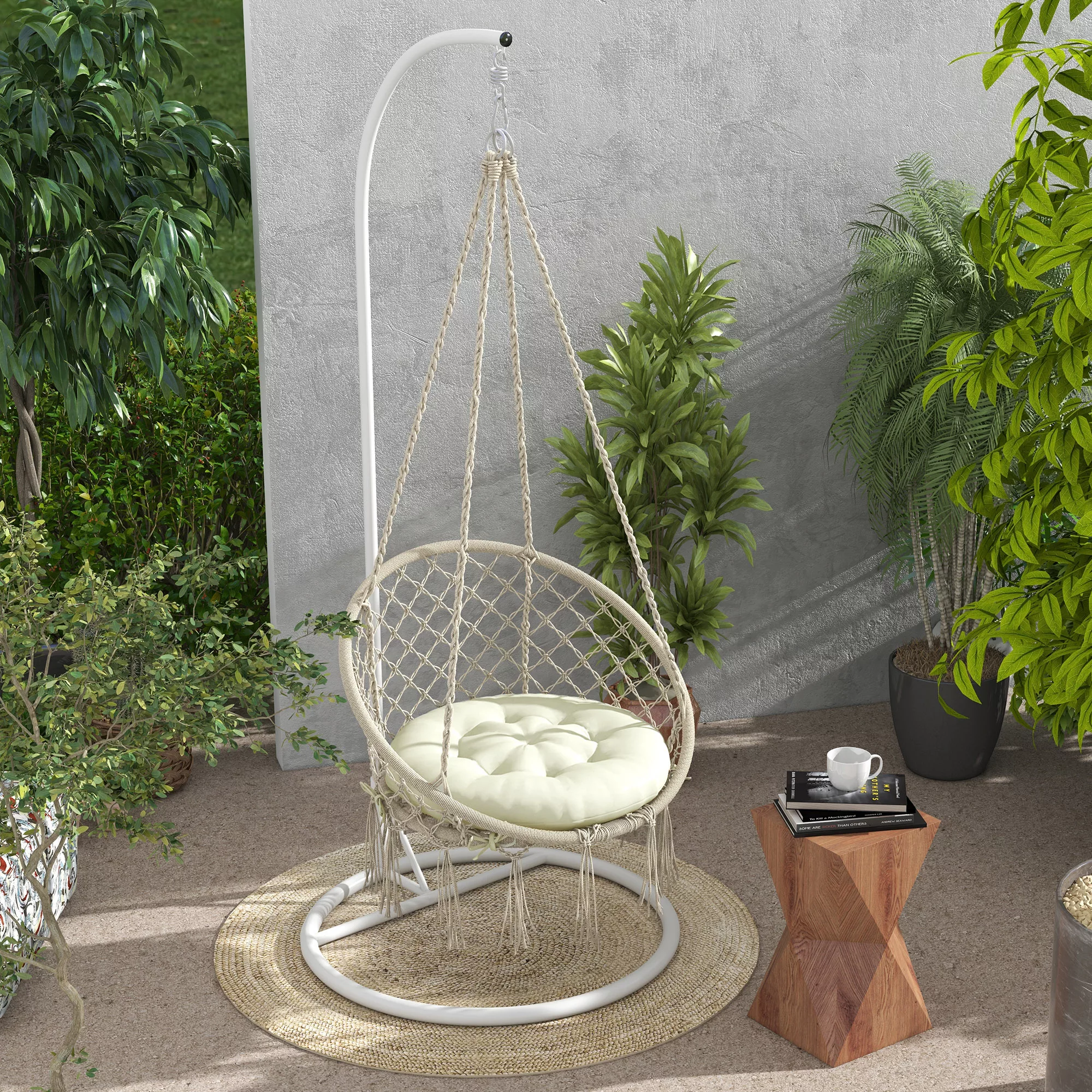 Outsunny Gartenstuhlauflage  Sitzauflage für Mondstuhl mit 10 cm Polsterung günstig online kaufen