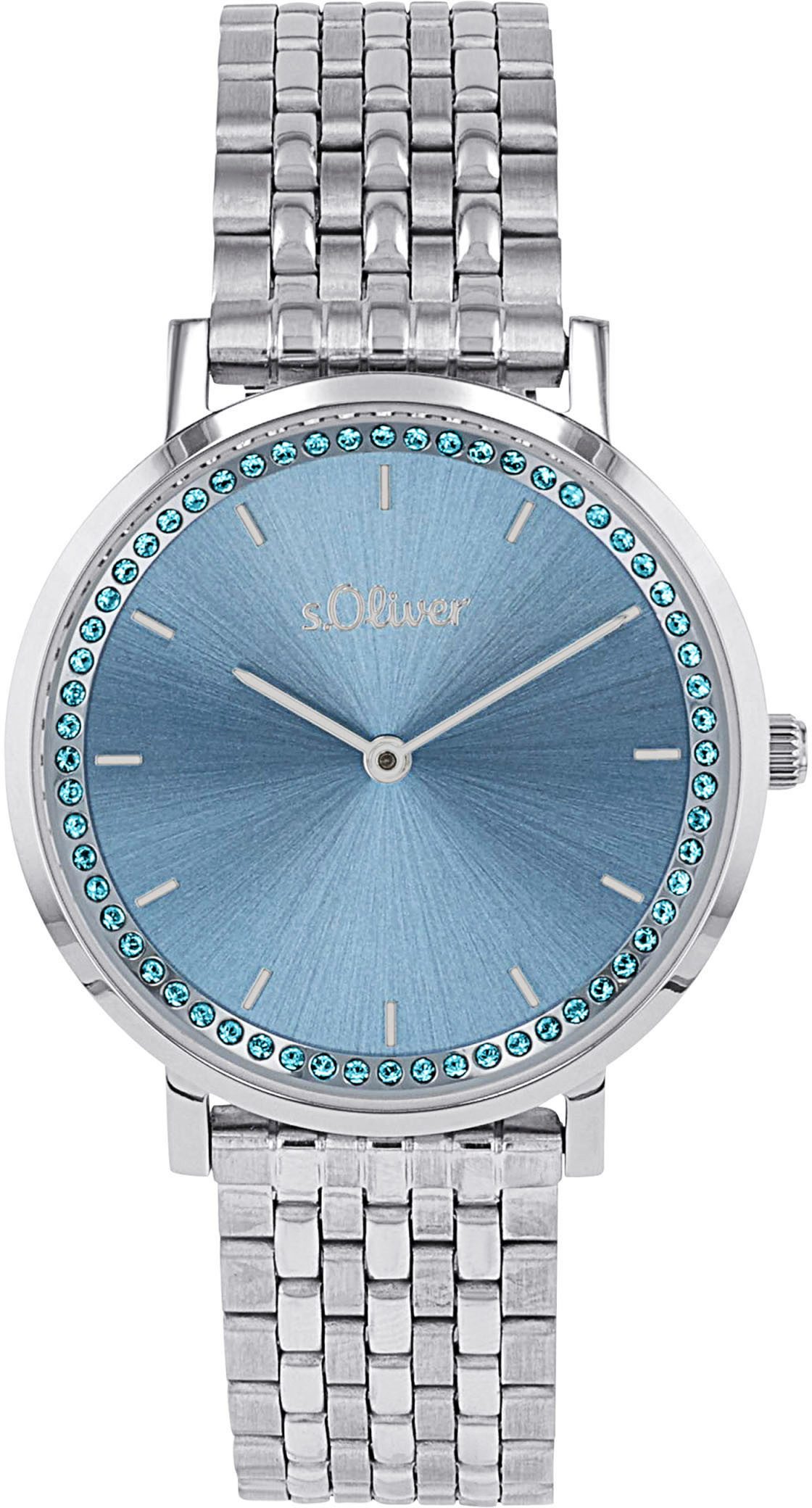 s.Oliver Quarzuhr 2039537, Armbanduhr, Damenuhr, Edelstahlarmband, günstig online kaufen