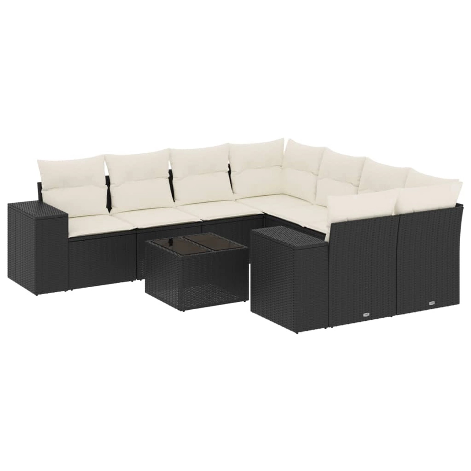 vidaXL 9-Tlg Garten-Sofagarnitur mit Kissen Schwarz Poly Rattan 3254693 günstig online kaufen
