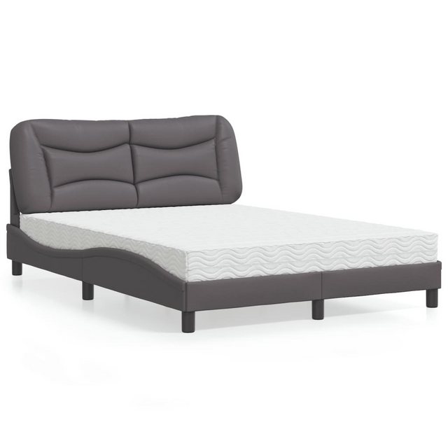 vidaXL Bett Bett mit Matratze Grau 140x190 cm Kunstleder günstig online kaufen