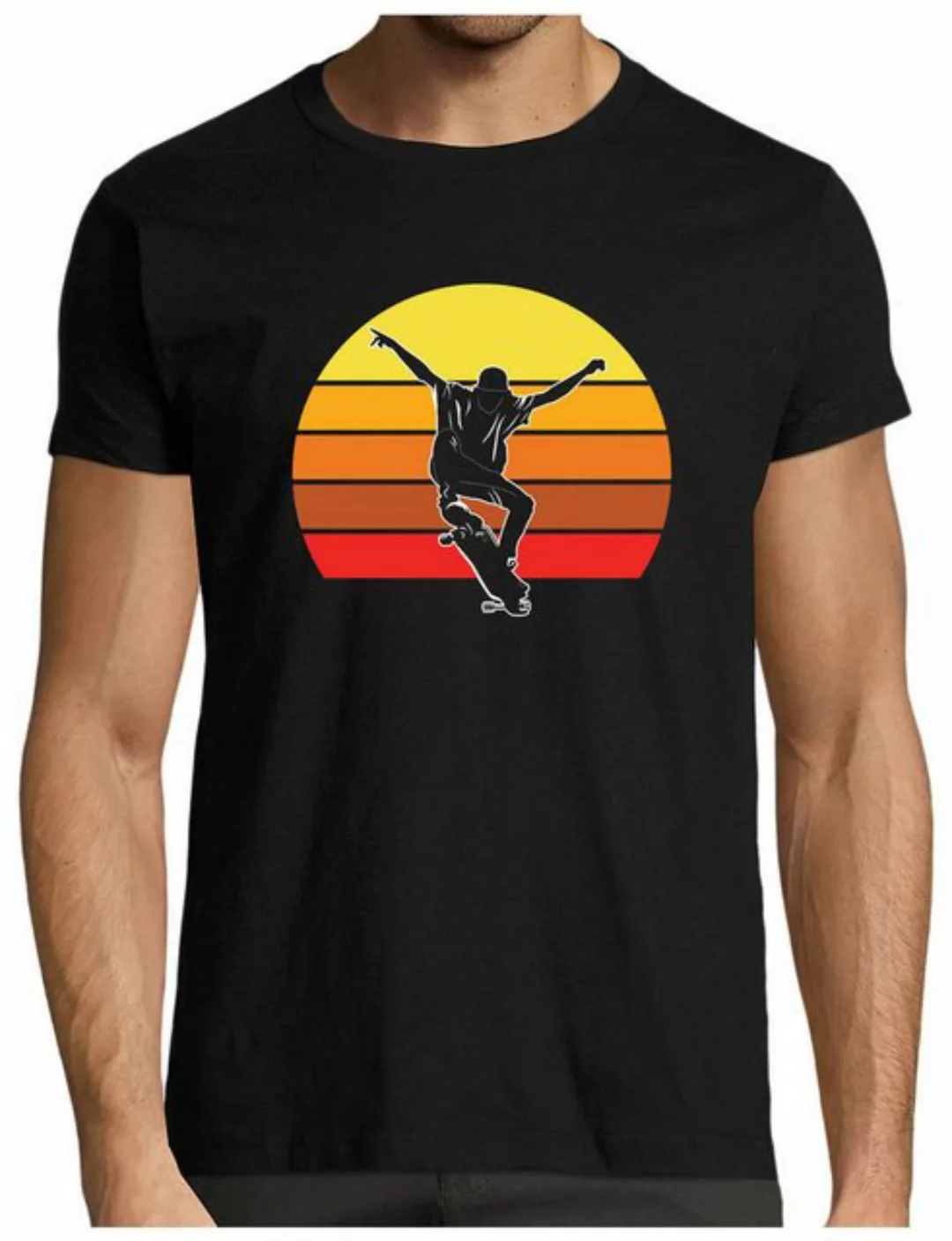 MyDesign24 T-Shirt Herren Skater Shirt Skateboarder vor einem Sonnenunterga günstig online kaufen