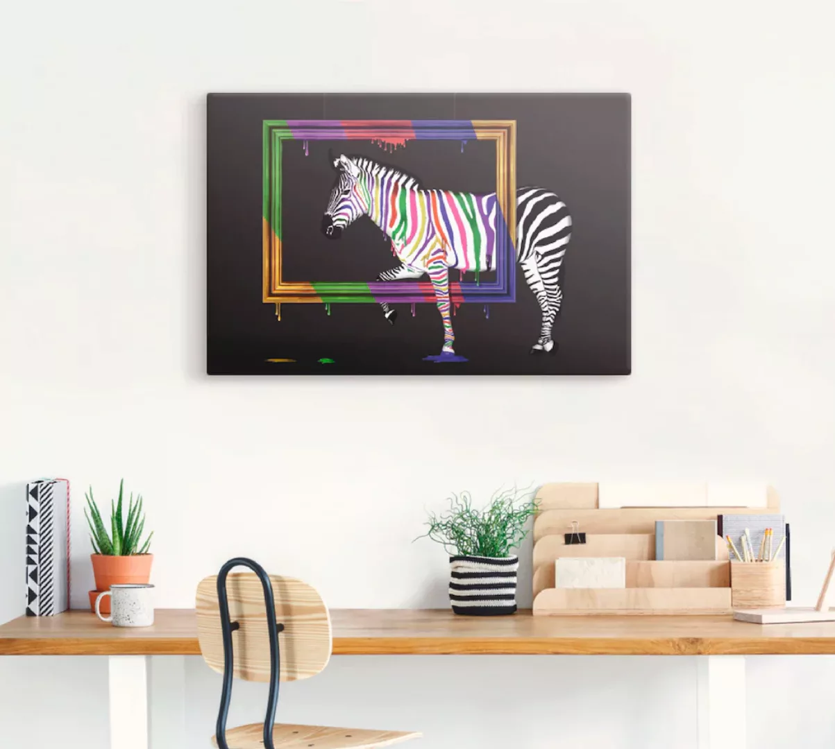 Artland Wandbild "Das Regenbogen Zebra", Animal Fantasy, (1 St.), als Leinw günstig online kaufen