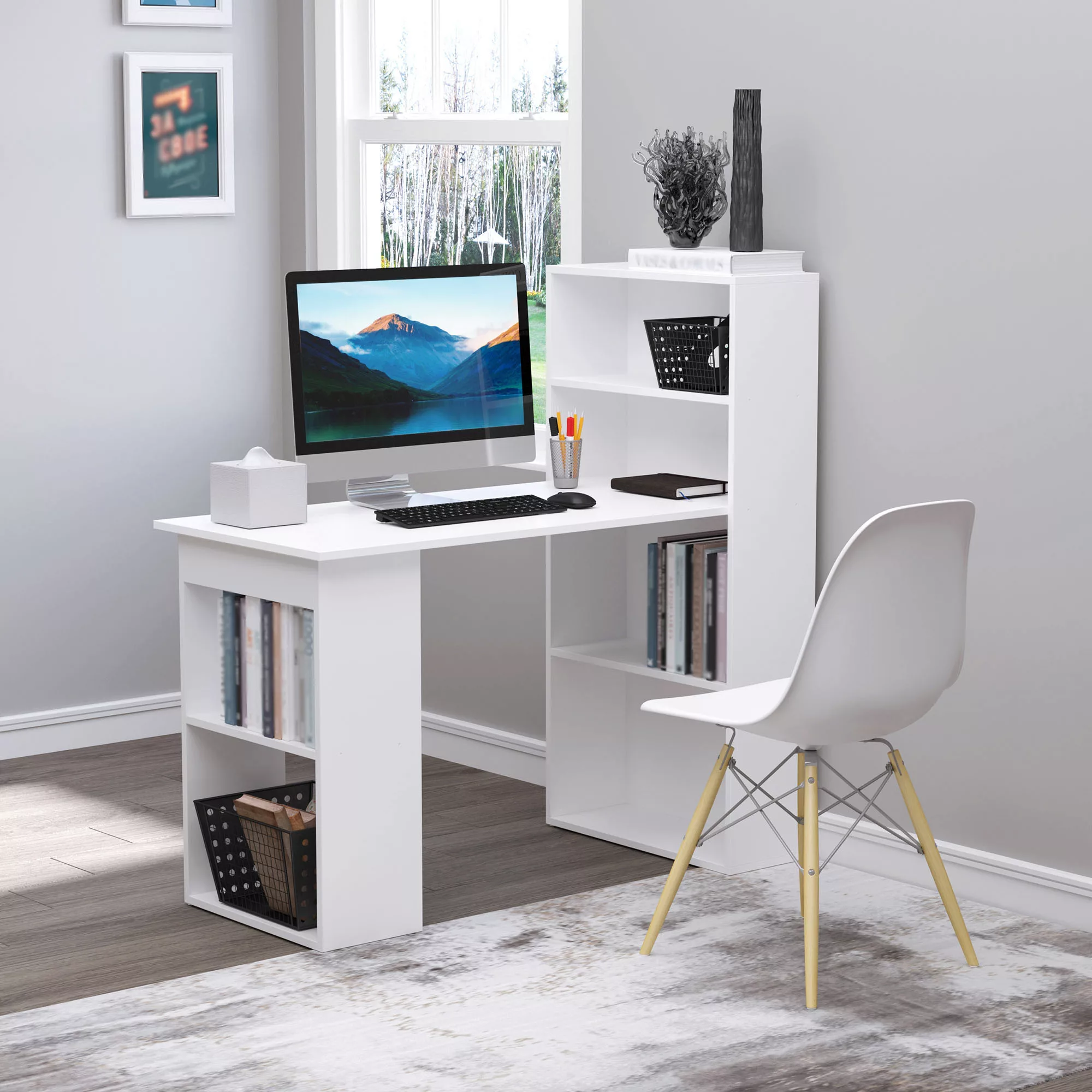 HOMCOM Schreibtisch  Küchentisch mit Regal, Computertisch, Arbeitstisch, La günstig online kaufen