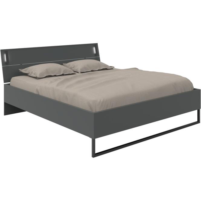 Futonbett inkl. Beleuchtung ca. 180x200 cm Graphit / Schwarz günstig online kaufen