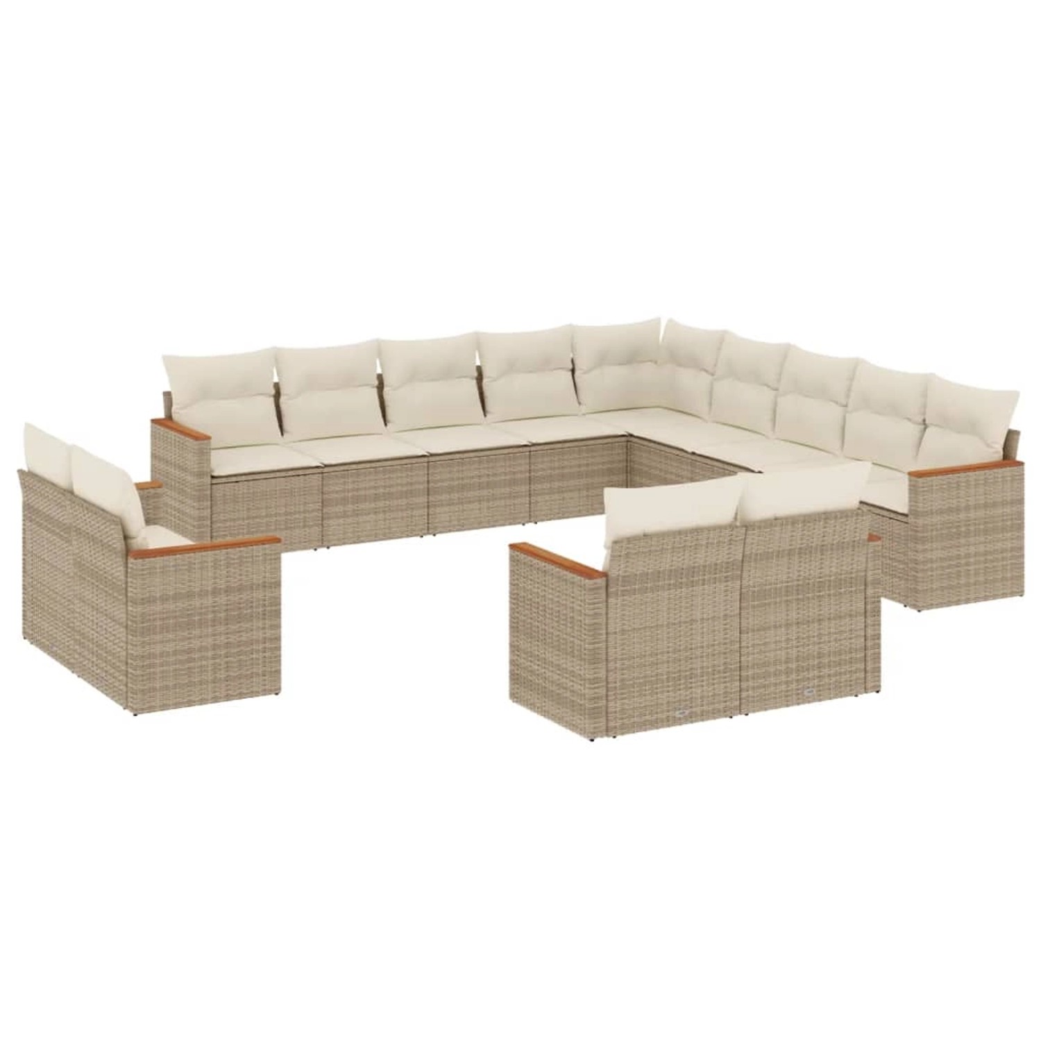 vidaXL 13-Tlg Garten-Sofagarnitur mit Kissen Beige Poly Rattan 3226527 günstig online kaufen