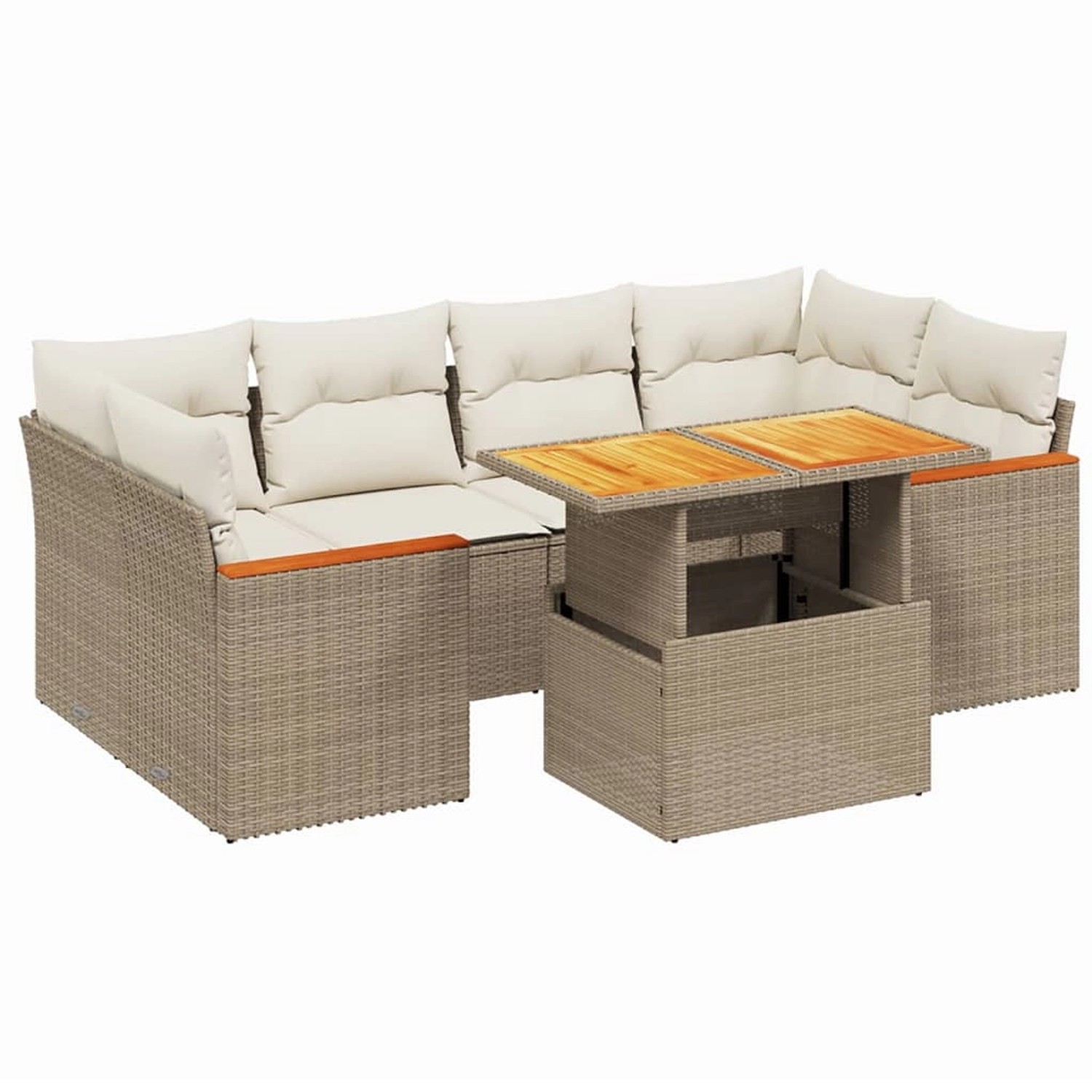 vidaXL 7-tlg Garten-Sofagarnitur mit Kissen Beige Poly Rattan Modell 351 günstig online kaufen