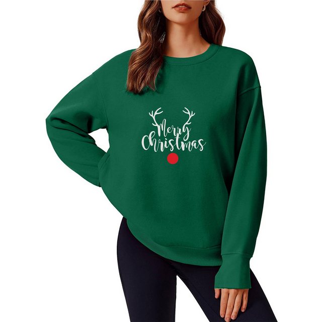 MC Star Longsweatshirt Langärmliges Damen-Sweatshirt mit Weihnachts-Elch-Pr günstig online kaufen