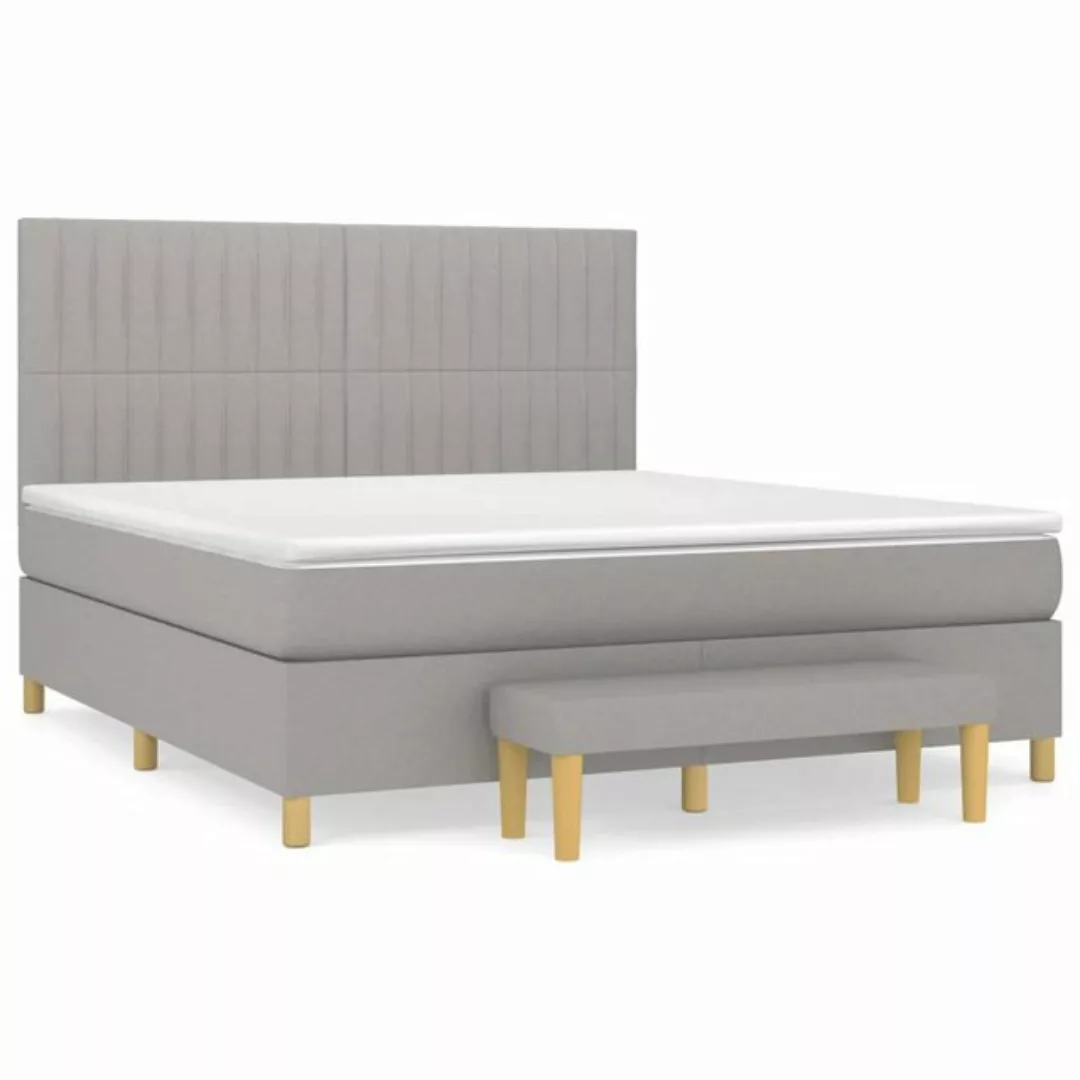 vidaXL Boxspringbett Boxspringbett mit Matratze Hellgrau 160x200 cm Stoff B günstig online kaufen