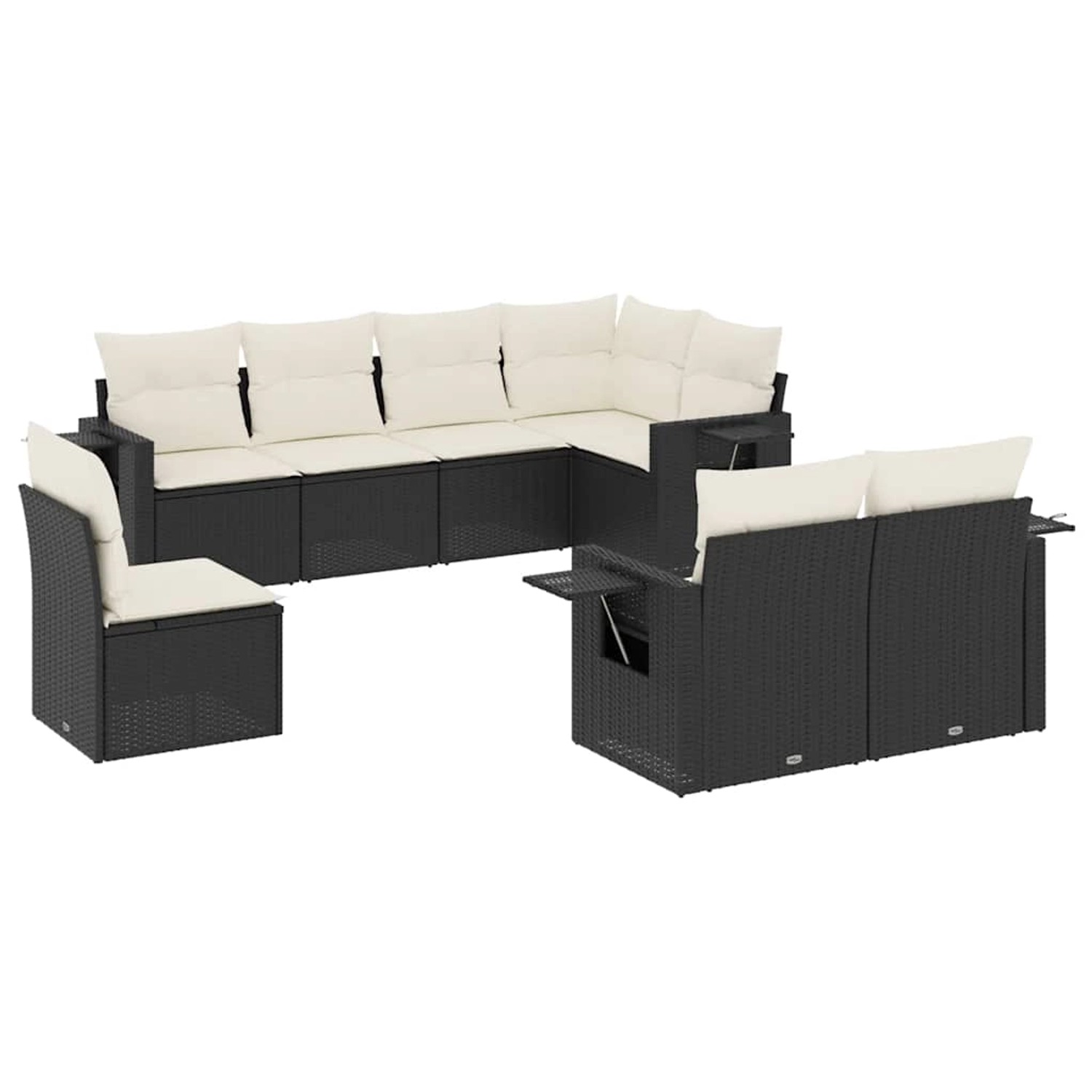 vidaXL 8-Tlg Garten-Sofagarnitur mit Kissen Schwarz Poly Rattan 3252773 günstig online kaufen