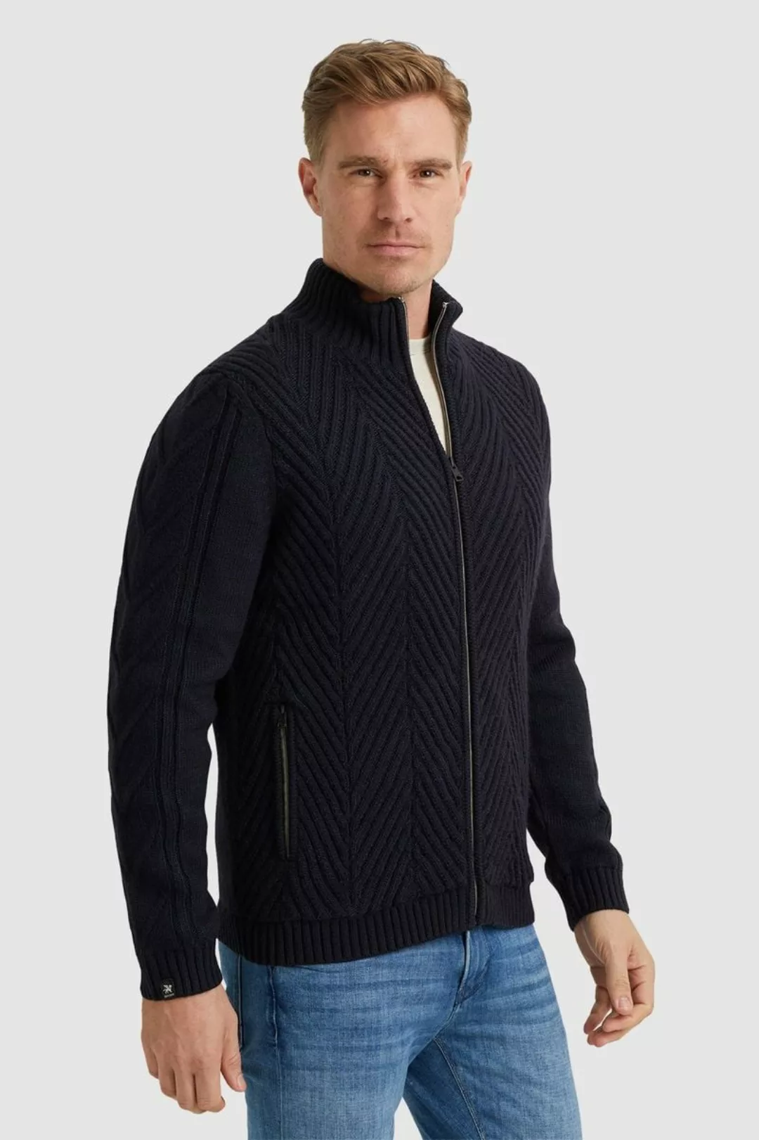 Vanguard Strickjacke Wool Blend Navy - Größe XXL günstig online kaufen