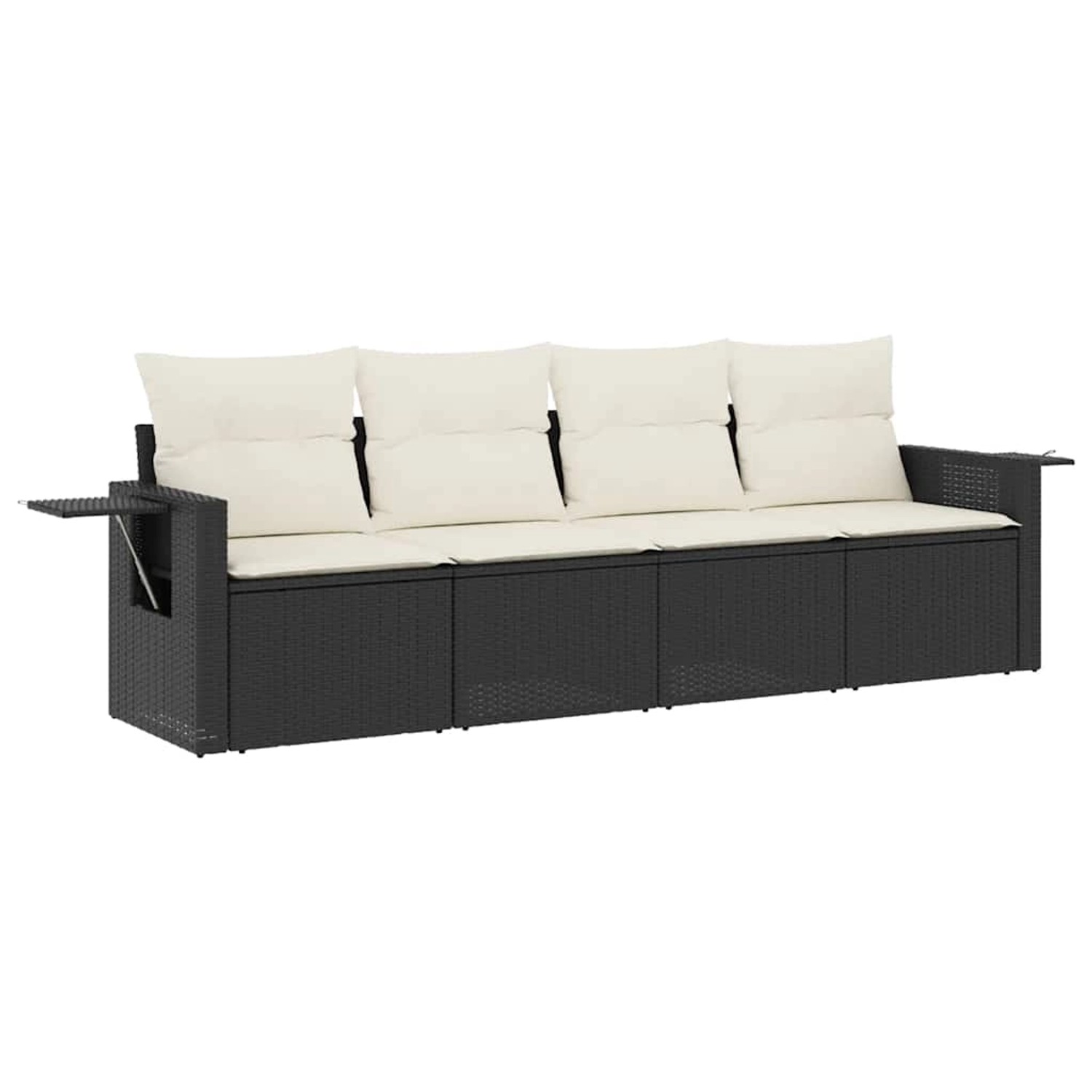vidaXL 4-Tlg Garten-Sofagarnitur mit Kissen Schwarz Poly Rattan 3252213 günstig online kaufen
