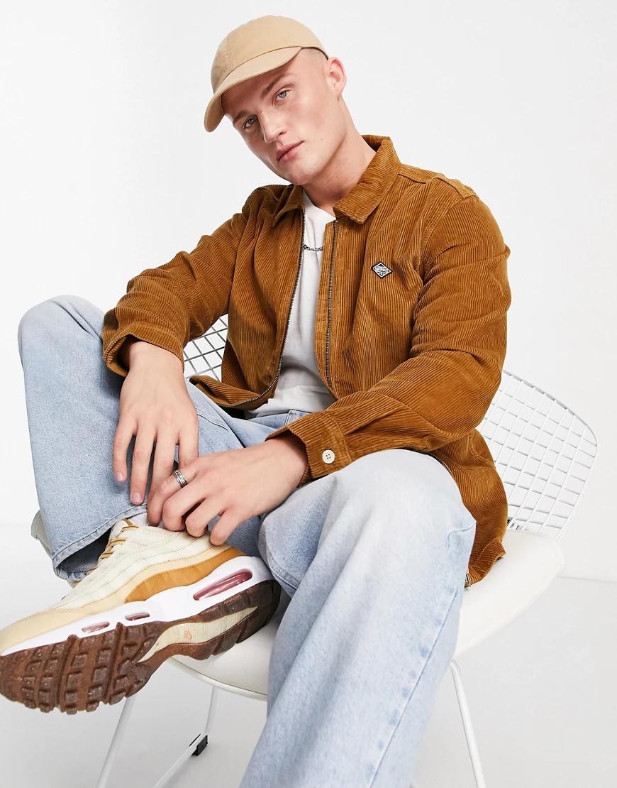 Jack & Jones Originals – Oversize-Hemdjacke aus Cord in Hellbraun mit Reißv günstig online kaufen