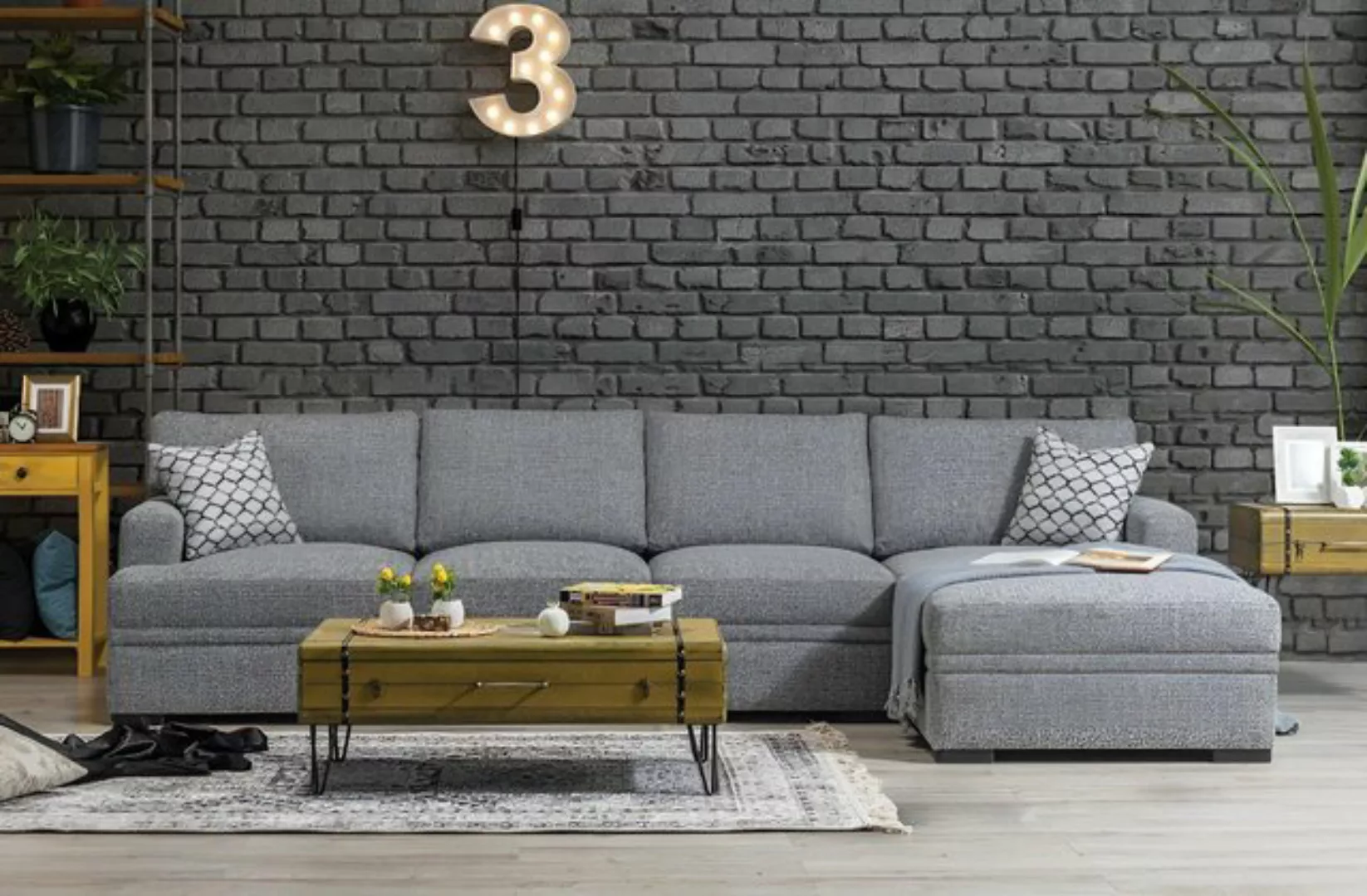 JVmoebel Ecksofa Sofa L-Form Stil Modern Grau Wohnzimmer Möbel Design Einri günstig online kaufen