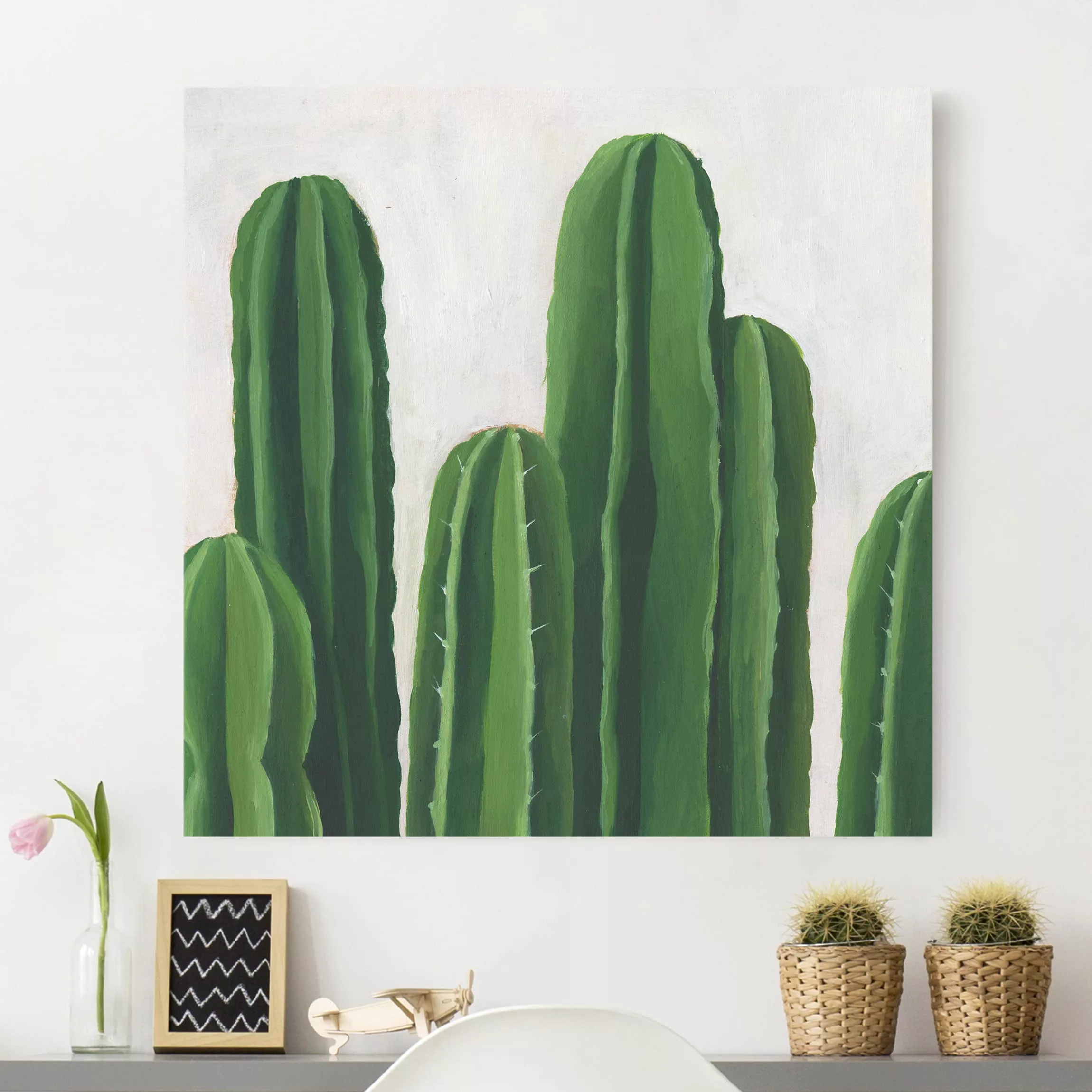 Leinwandbild Botanik - Quadrat Lieblingspflanzen - Kaktus günstig online kaufen