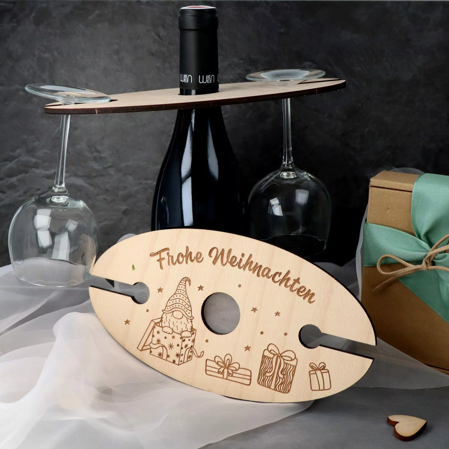 Spruchreif® Weinflaschenhalter Weinglashalter aus Holz, Holz günstig online kaufen