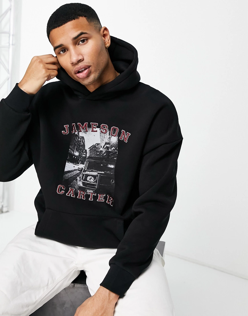 Jameson Carter – City – Kapuzenpullover in Schwarz günstig online kaufen