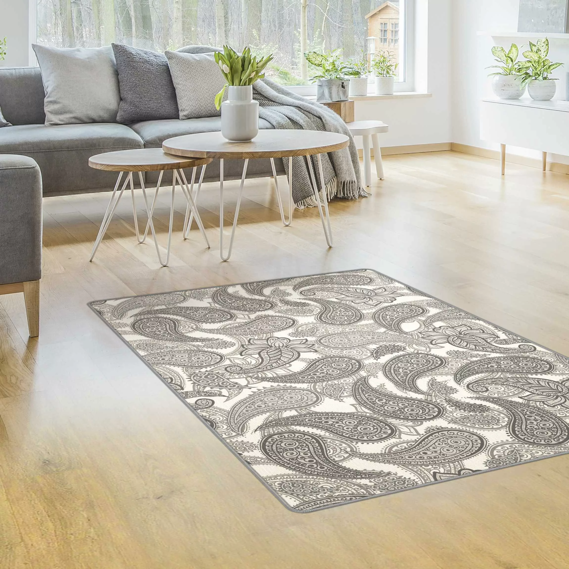 Teppich Boho Mandala Muster in Grau günstig online kaufen