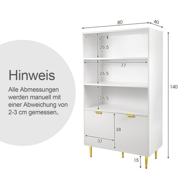 MODFU Hochschrank Aufbewahrungsschrank (Metallgrifffe, Höhe:140cm) Büchersc günstig online kaufen