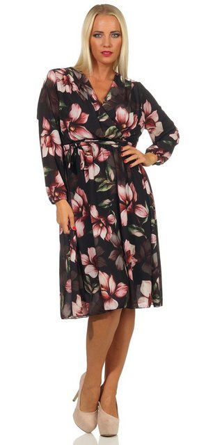 Mississhop Partykleid Wickelkleid Blumenprint Kleid Chiffonkleid 340, Kurzg günstig online kaufen