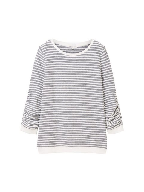 TOM TAILOR Denim Sweatshirt striped jacquard sweatshirt, blue white structu günstig online kaufen