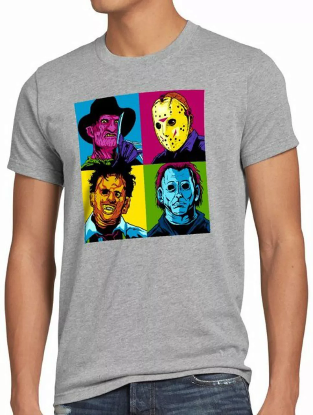 style3 T-Shirt Pop-Art Grusel freddy jason michael leatherface warhol günstig online kaufen