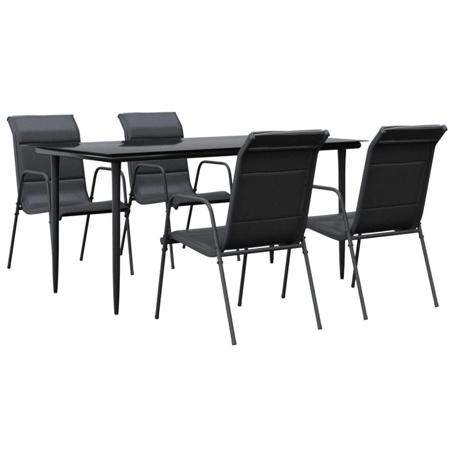 vidaXL 5-Tlg Garten-Essgruppe Schwarz Stahl und Textilene 3200706 günstig online kaufen