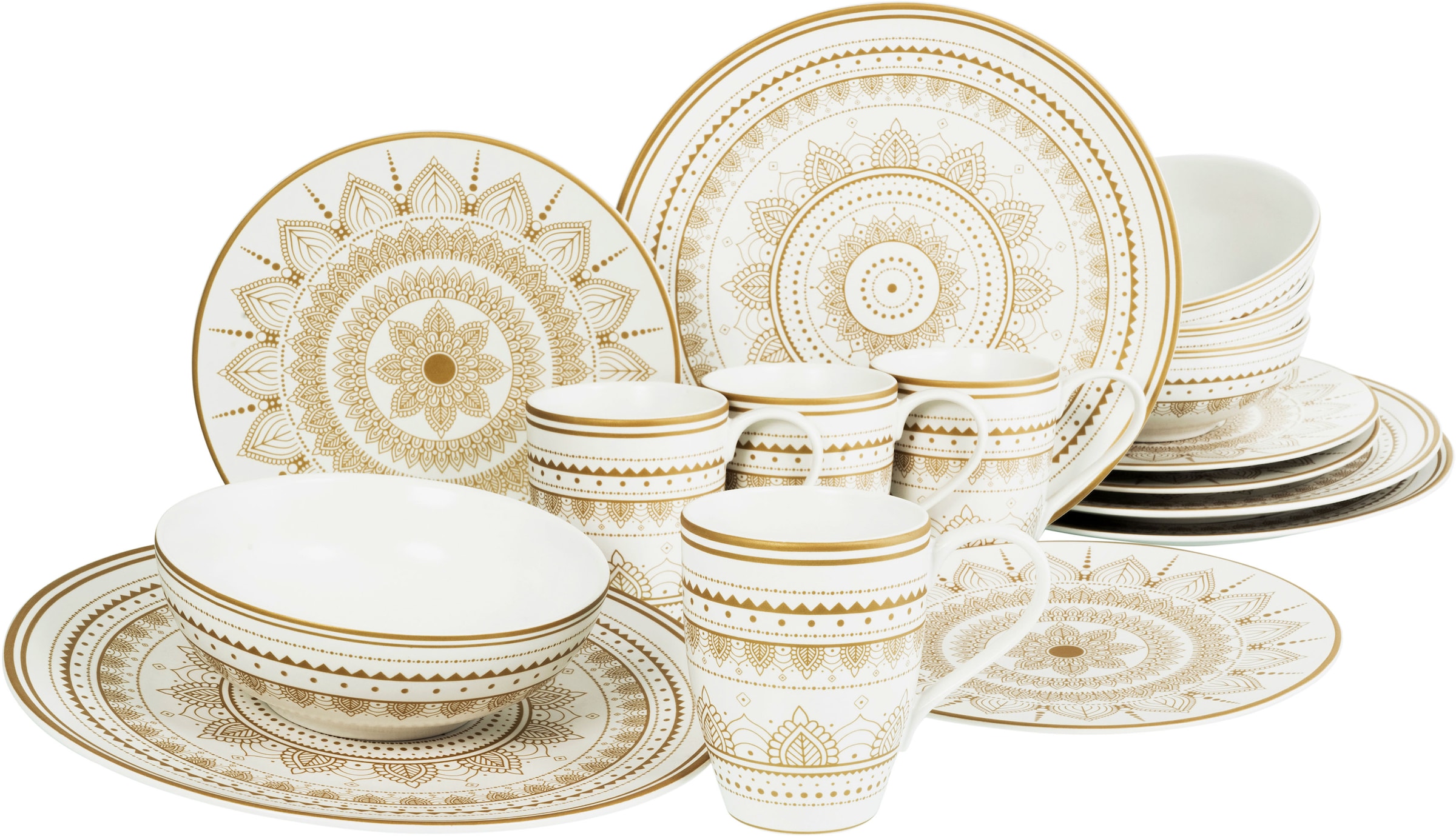 CreaTable Kombiservice »Mandala Gold«, (Set, 16 tlg., Kaffeeservice und Taf günstig online kaufen