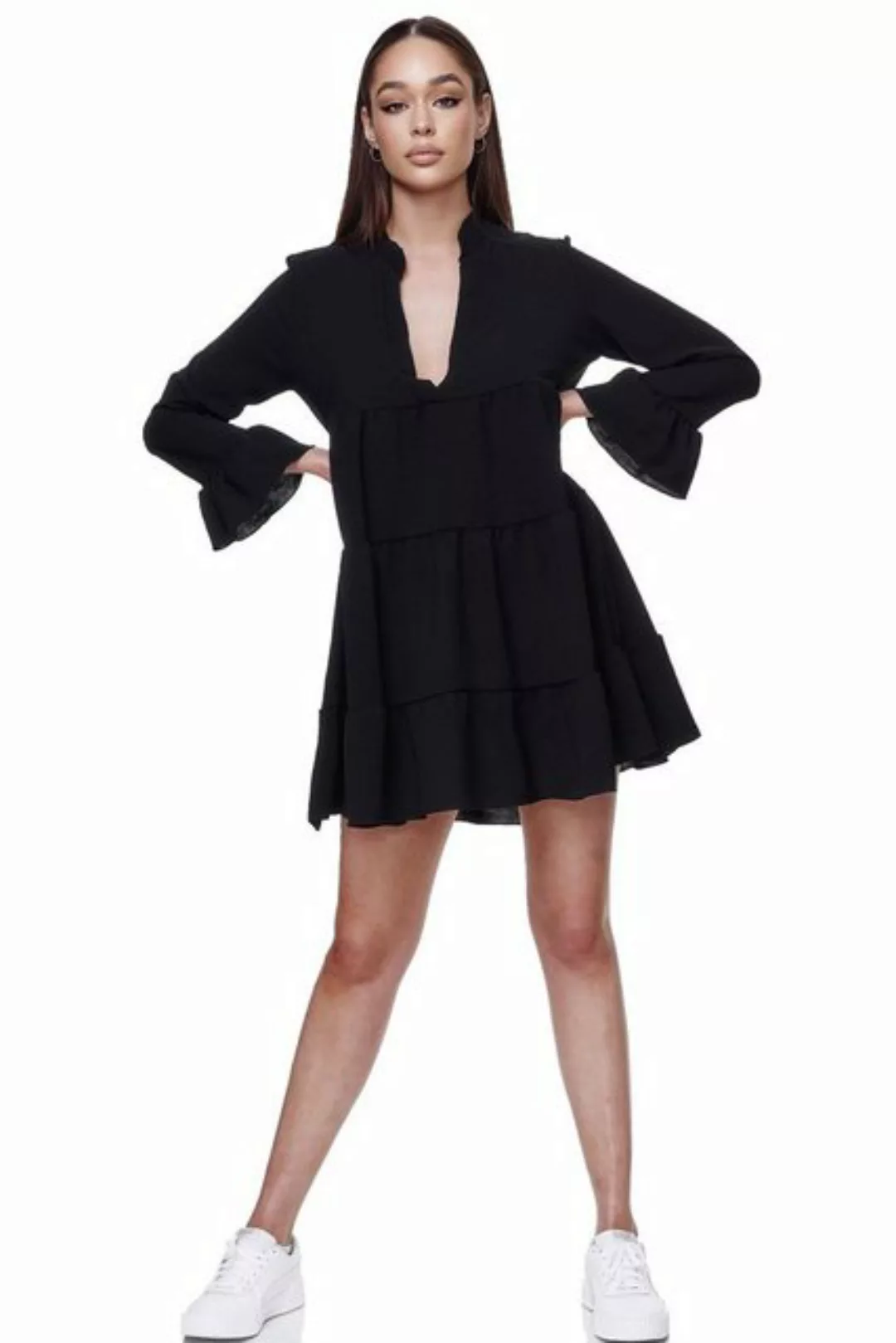 Rayshyne Minikleid RS-04 (Midi Tunika Sommer Kleid mit Rüschen) günstig online kaufen