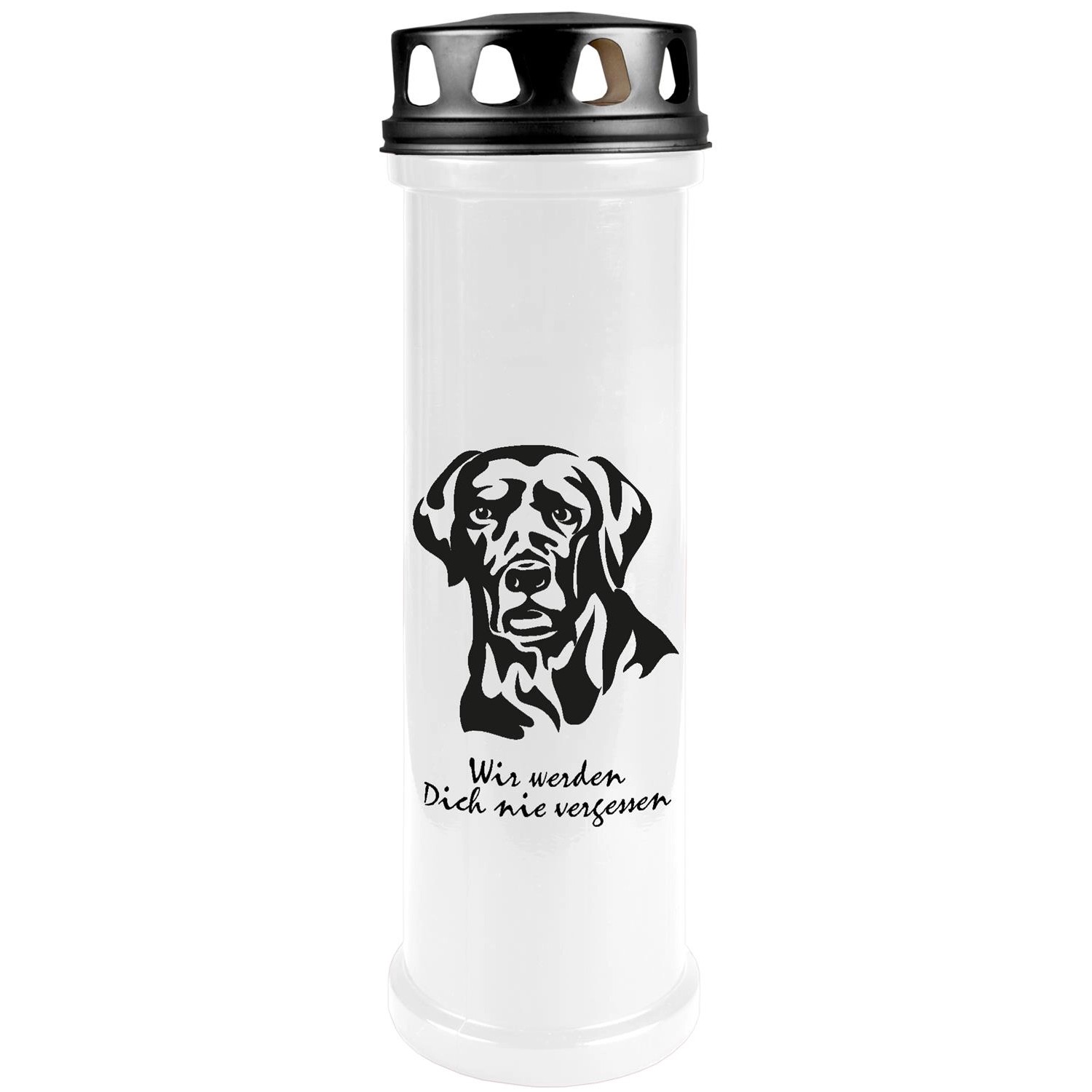 HS Candle Grabkerze Weiß 100h Deckel Schwarz Labrador günstig online kaufen