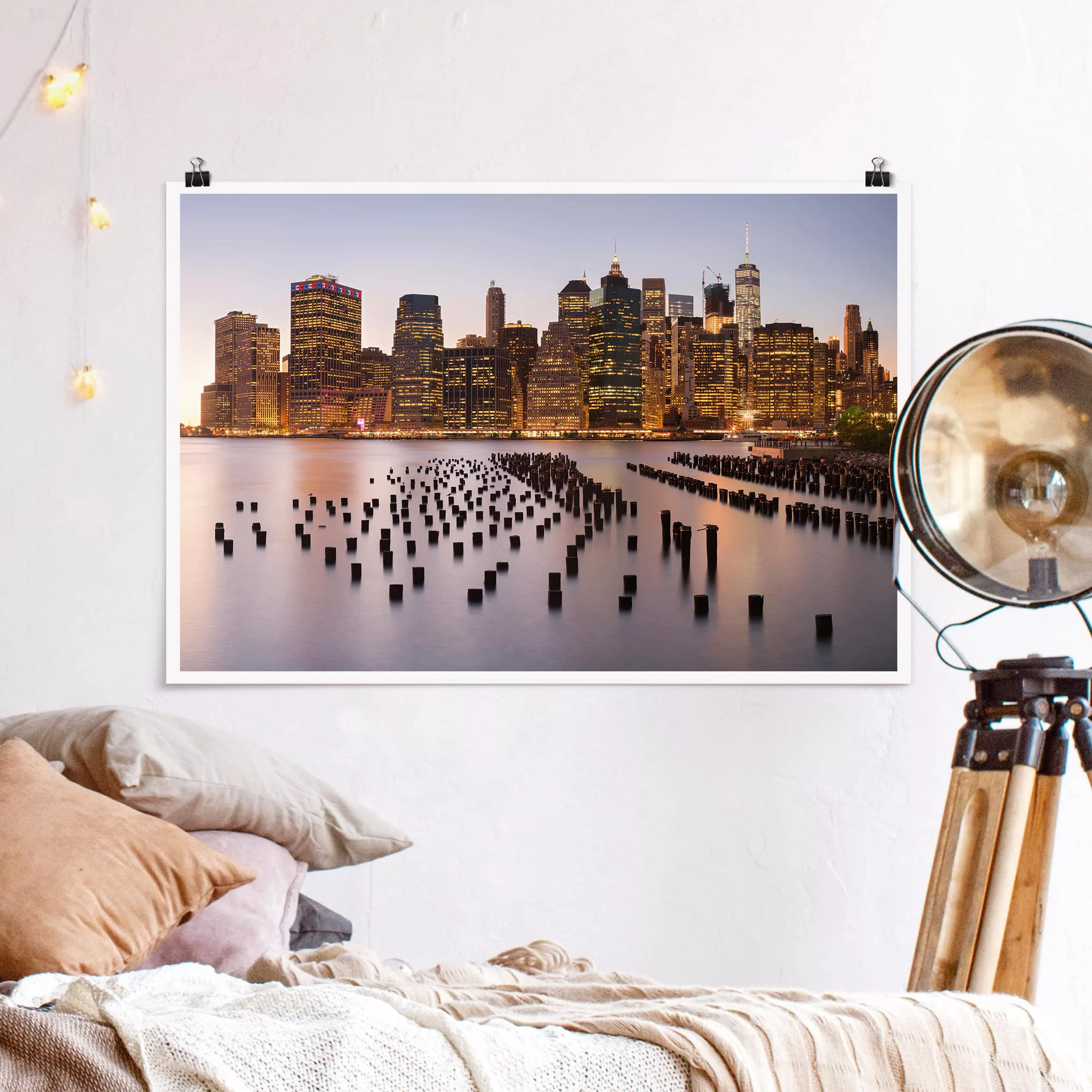 Poster Architektur & Skyline - Querformat Blick auf Manhattan Skyline günstig online kaufen