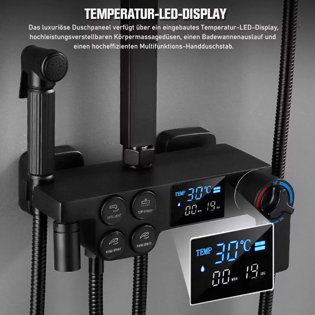 XERSEK Brausegarnitur Thermostat Duschsystem, 4-Funktions-Badezimmer-Duschs günstig online kaufen