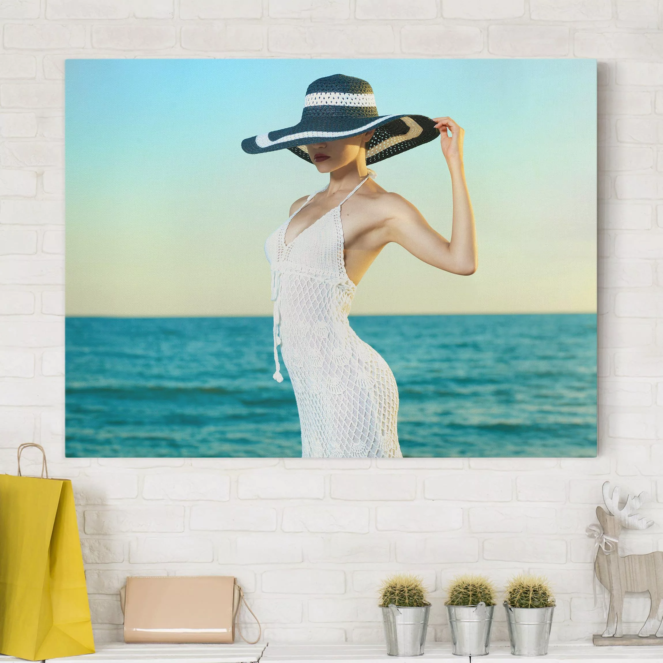 Leinwandbild Strand - Querformat Madame en Vacances günstig online kaufen