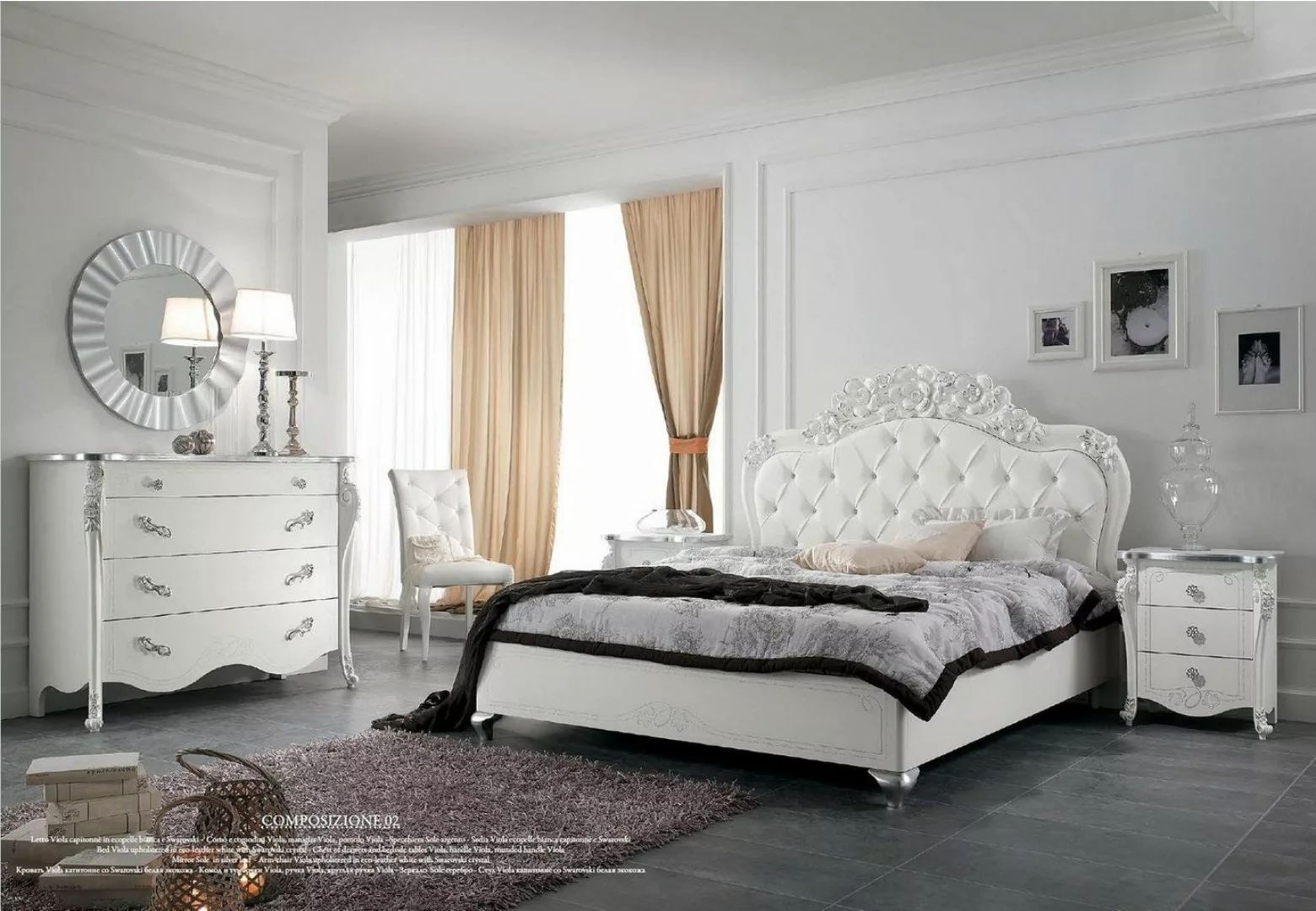 JVmoebel Bett Bett Stil Betten Holz Italienische Möbel Design Klassische Ar günstig online kaufen