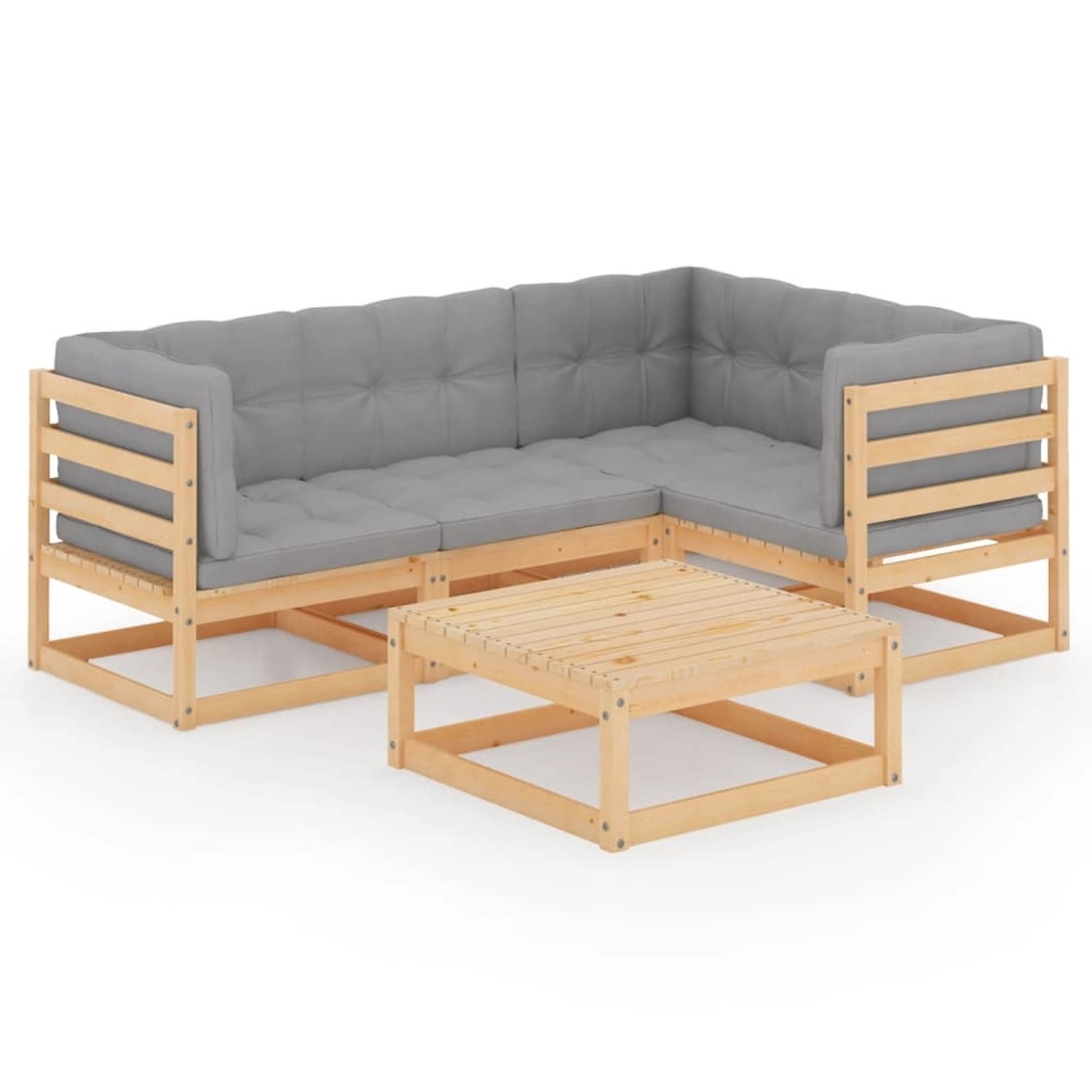 5-tlg. Garten-lounge-set Mit Kissen Kiefer Massivholz günstig online kaufen