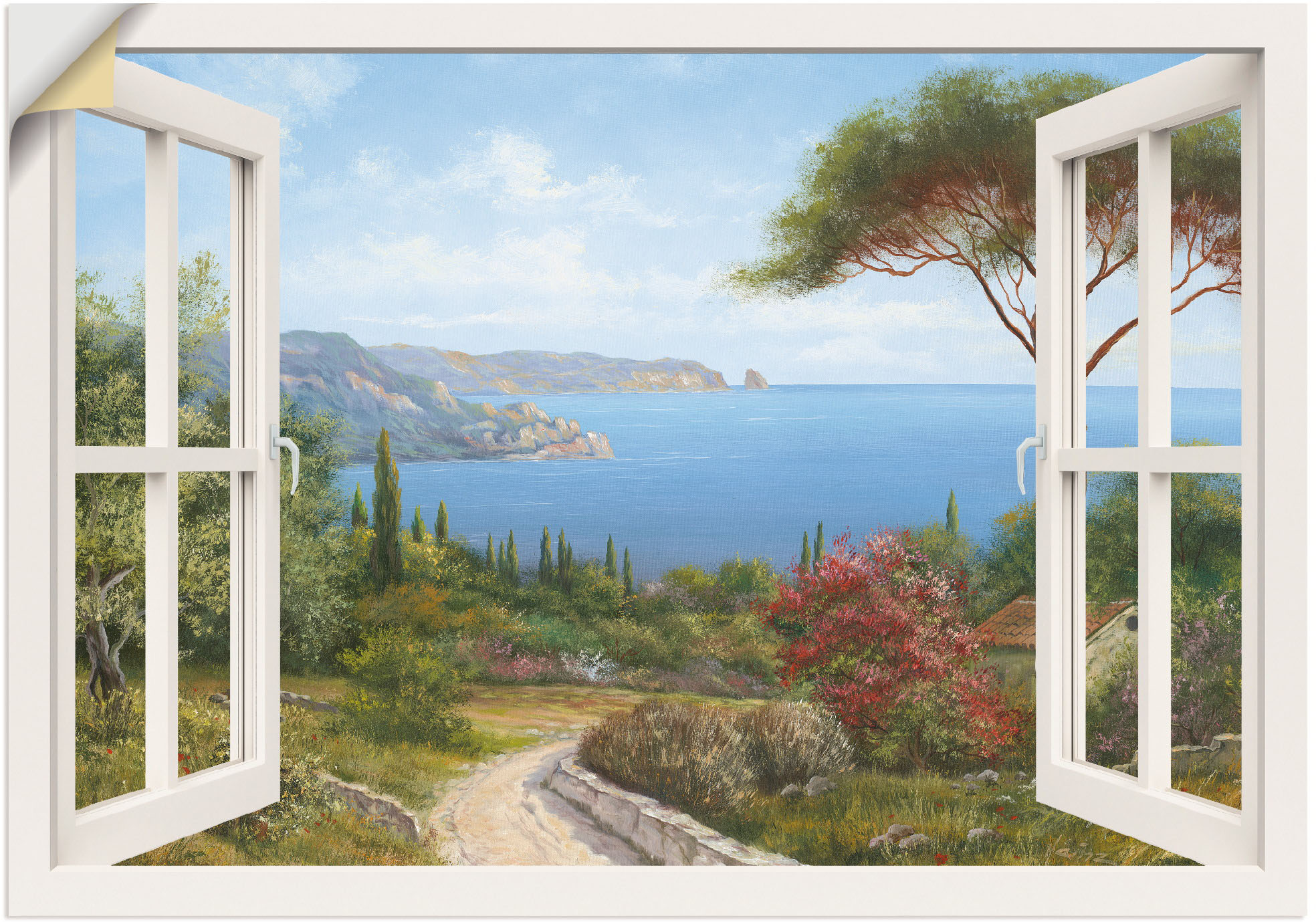 Artland Wandbild "Fensterblick - Haus am Meer I", Fensterblick, (1 St.), al günstig online kaufen