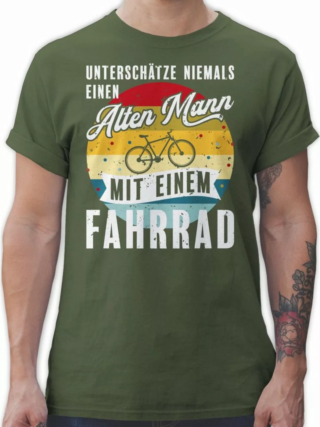 Shirtracer T-Shirt Unterschätze niemals einen alten Mann mit einem Fahrrad günstig online kaufen