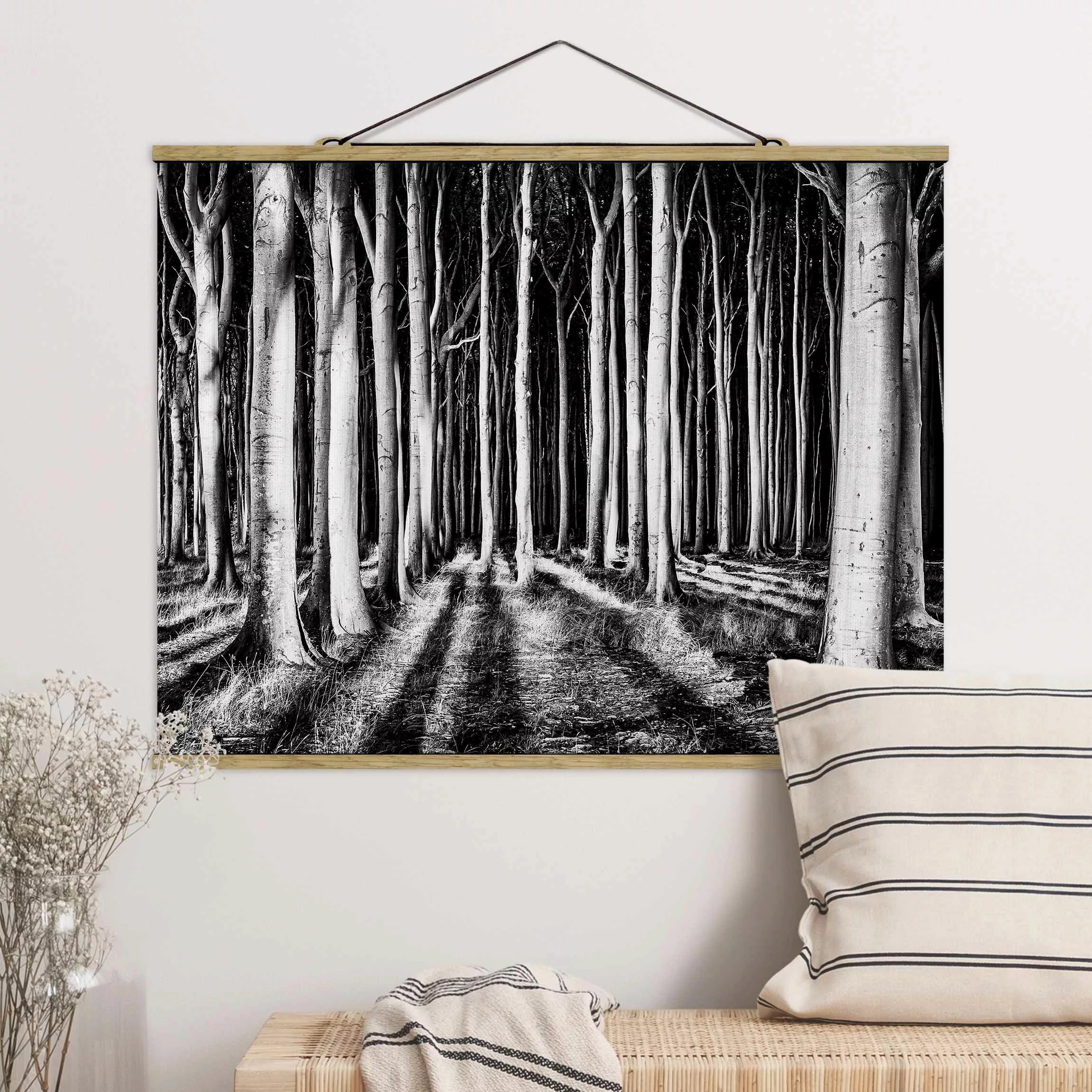 Stoffbild Wald mit Posterleisten - Querformat Geisterwald günstig online kaufen