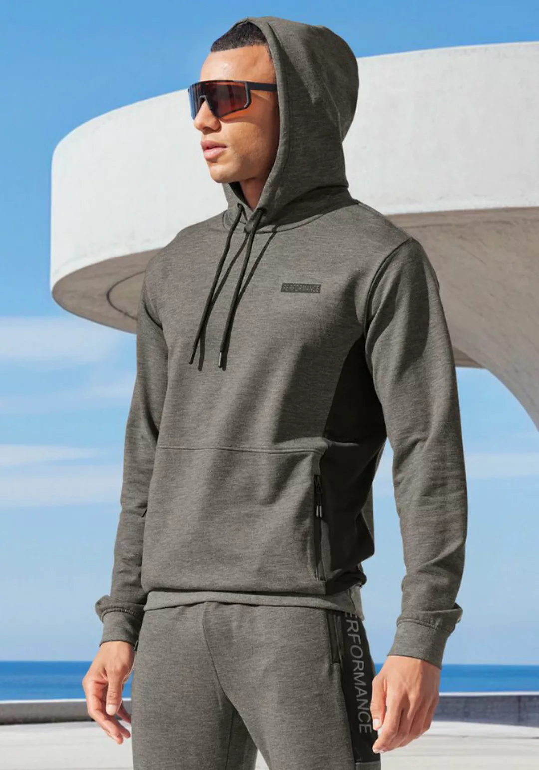 AUTHENTIC LE JOGGER Kapuzenpullover melierte Optik, mit Reißverschlusstasch günstig online kaufen