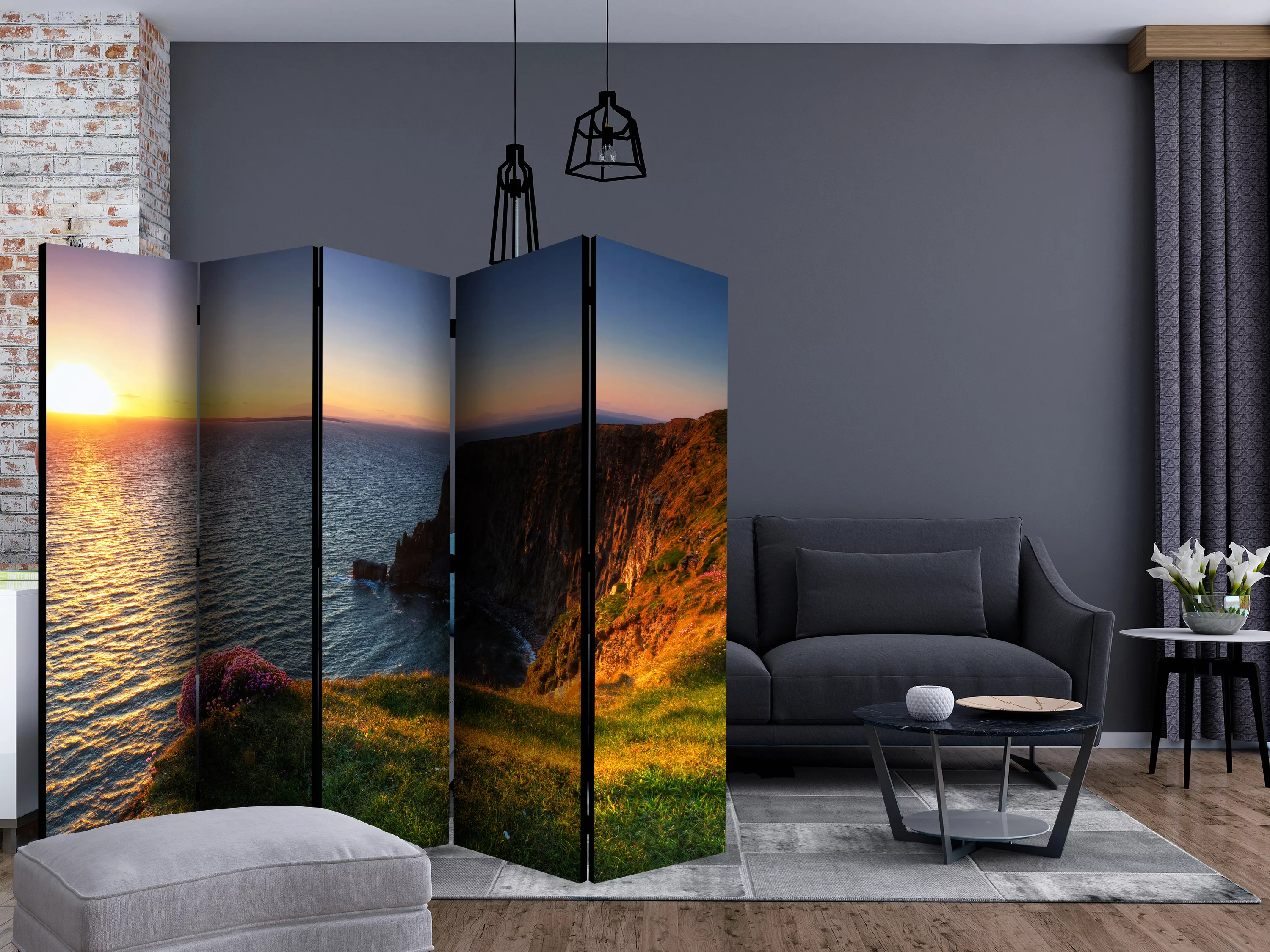 5-teiliges Paravent - Sunset: Cliffs Of Moher, Ireland Ii [room Dividers] günstig online kaufen