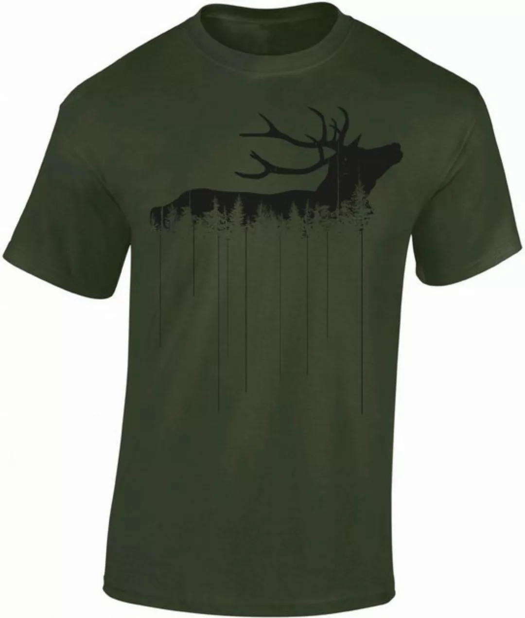 Baddery Print-Shirt "Waldhirsch" - Jäger T-Shirt - Jägerkleidung - Jagd Zub günstig online kaufen