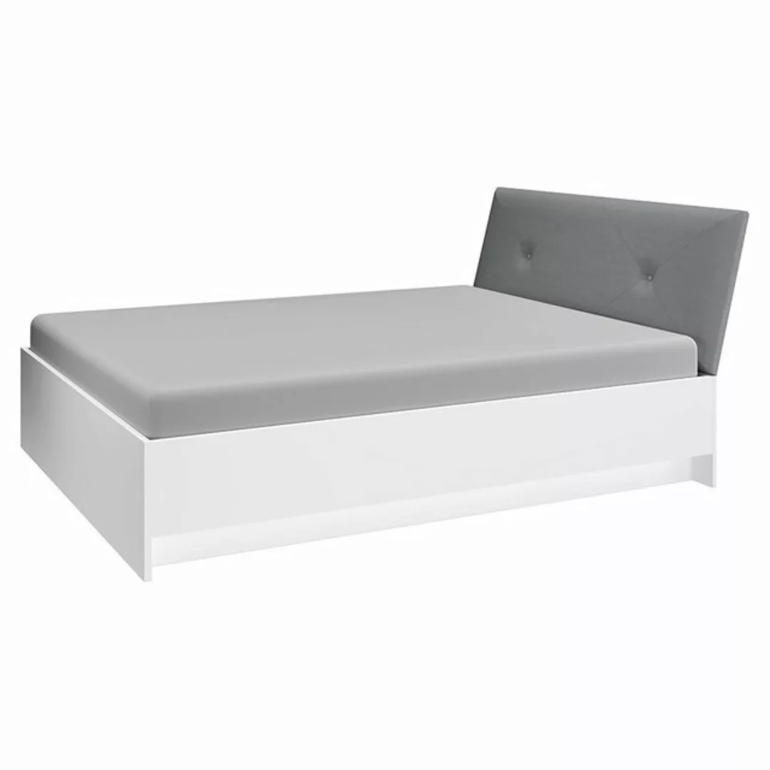 Doppelbett Gästebett Jugendbett 160 cm breit in weiß matt mit gepolstertem günstig online kaufen