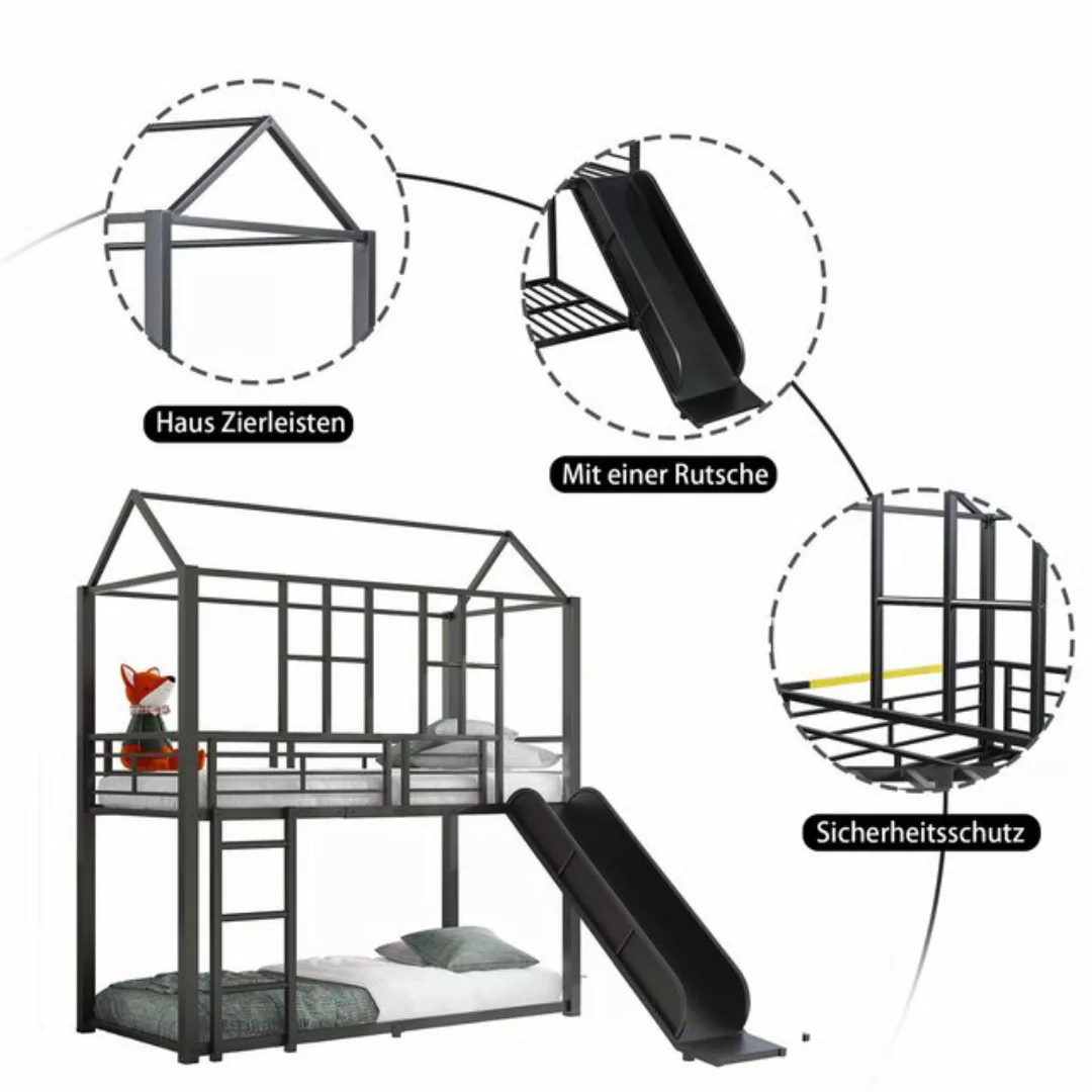 OKWISH Etagenbett Hausmodellierung, ausgestattet mit Rutsche (Eisenrahmenbe günstig online kaufen