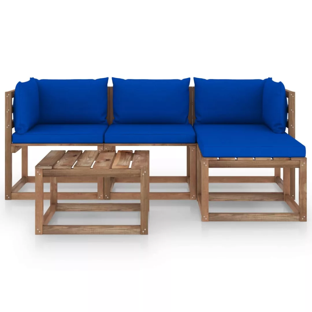 5-tlg. Garten-lounge-set Mit Blauen Kissen günstig online kaufen